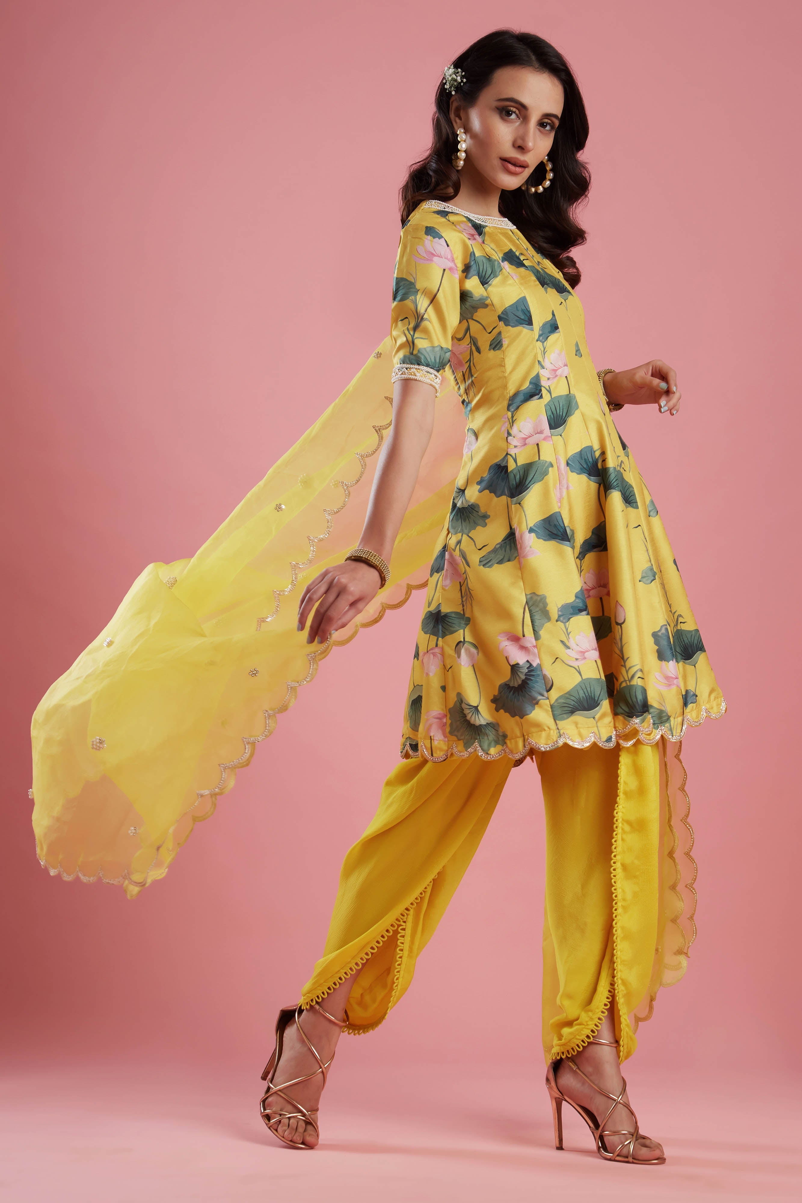 Short Tunic With Tulip Dhoti set