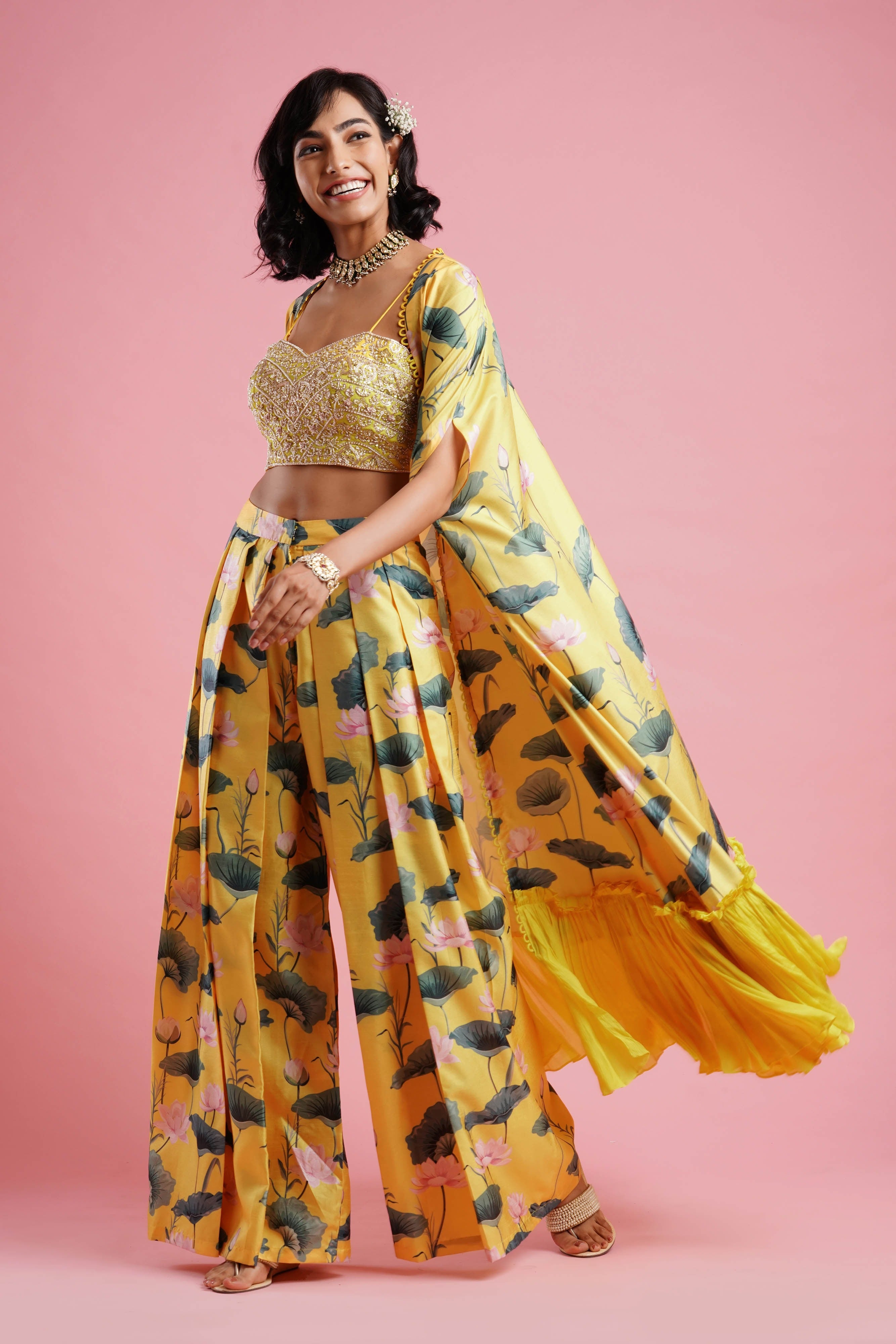 Printed Cape with Palazzo set