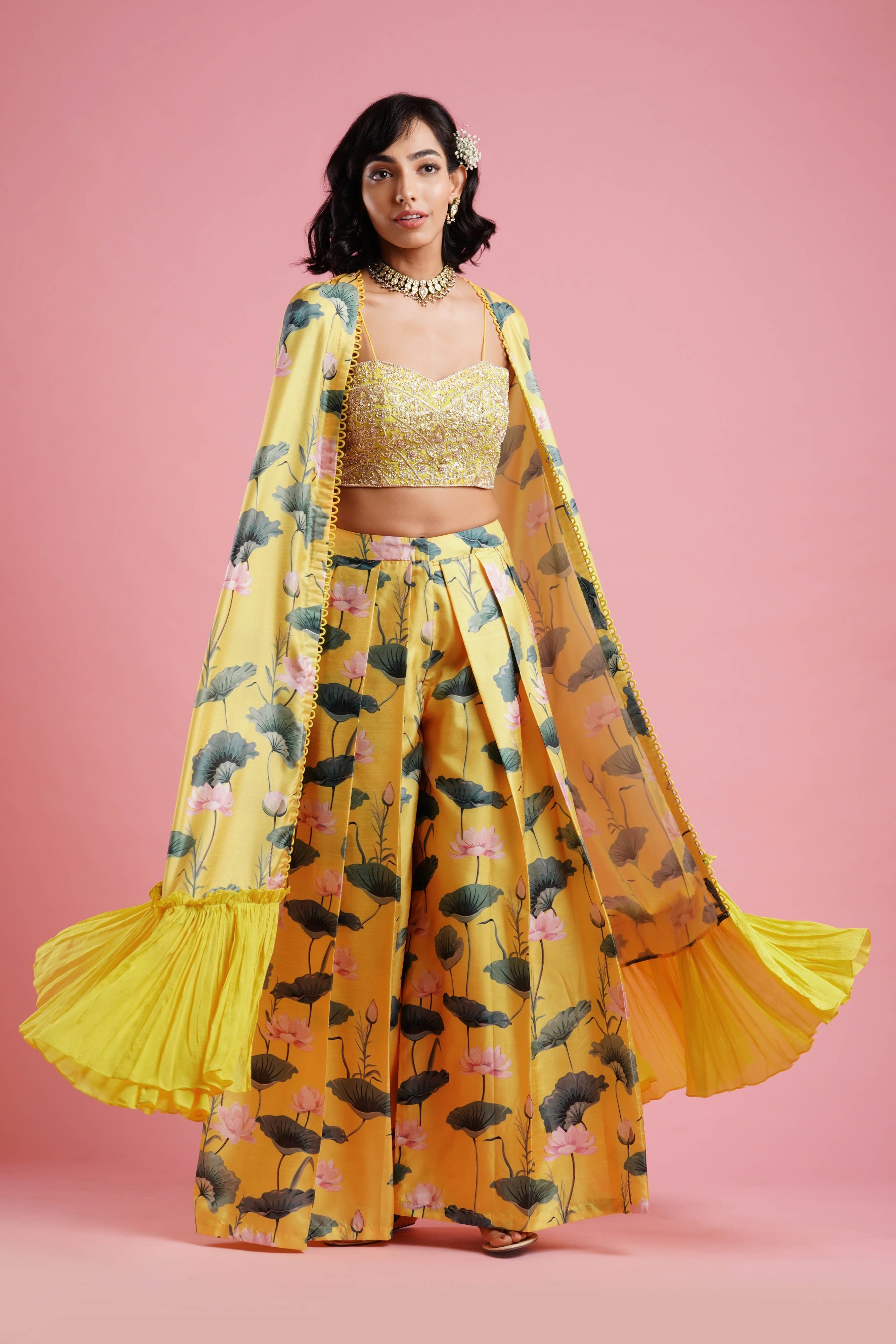 Printed Cape with Palazzo set