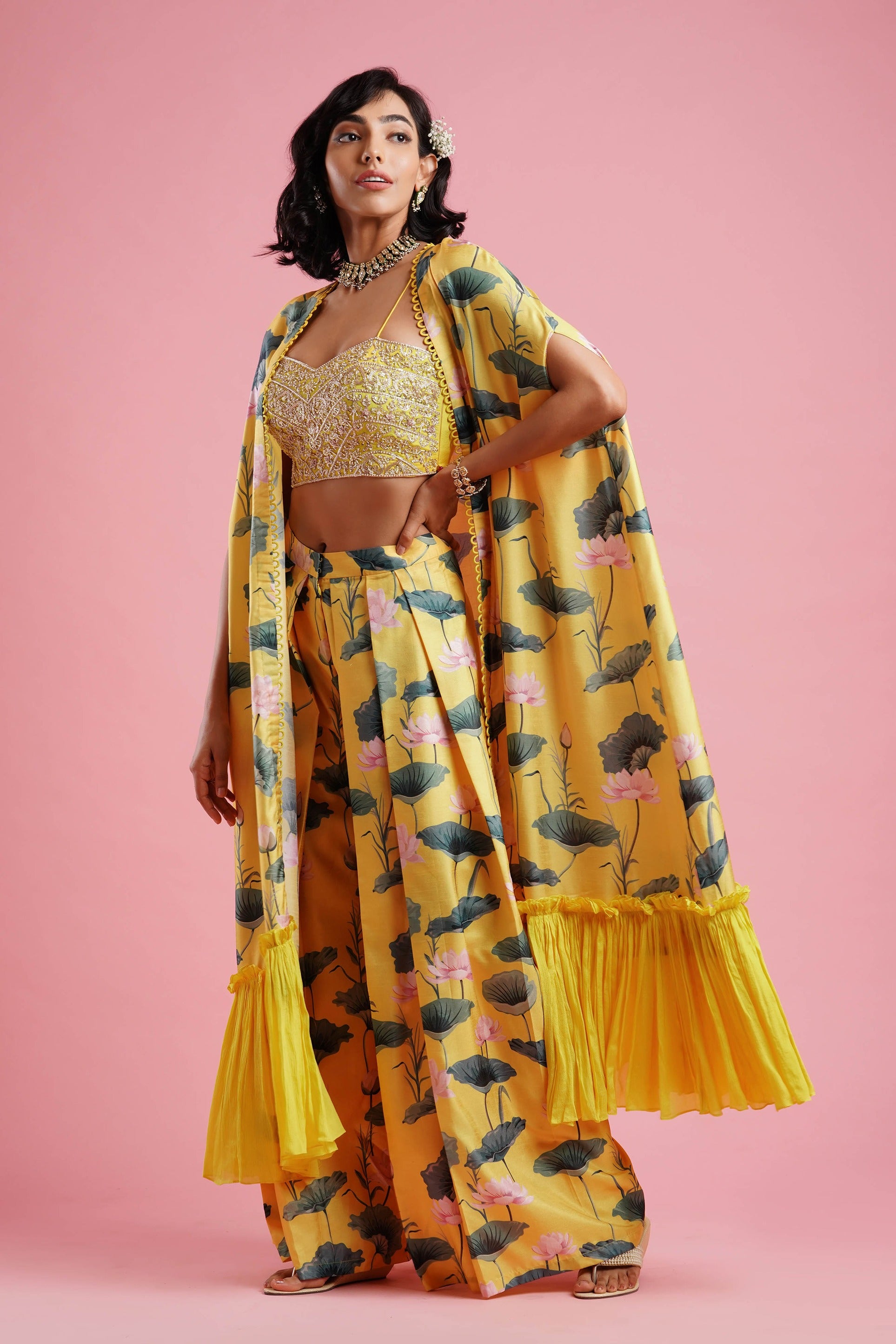 Printed Cape with Palazzo set