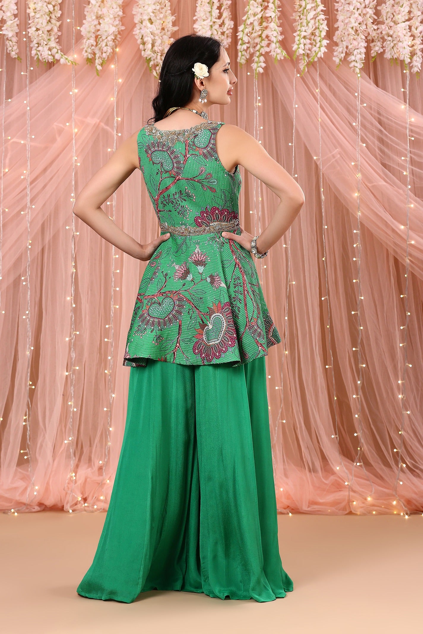 Jade Green Peplum Gharara