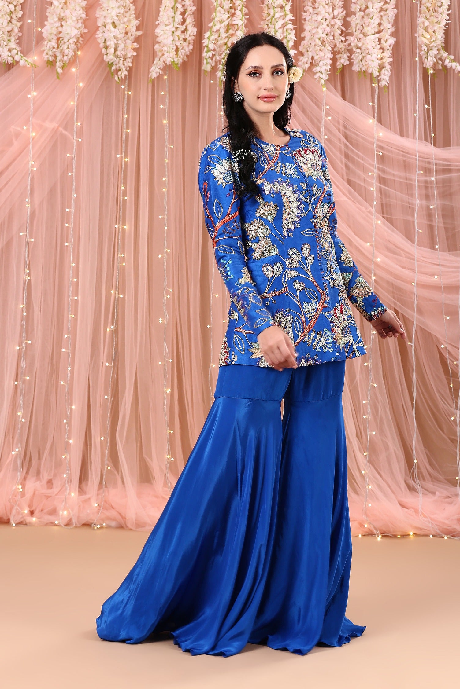 Cobalt blue Jacket Gharara
