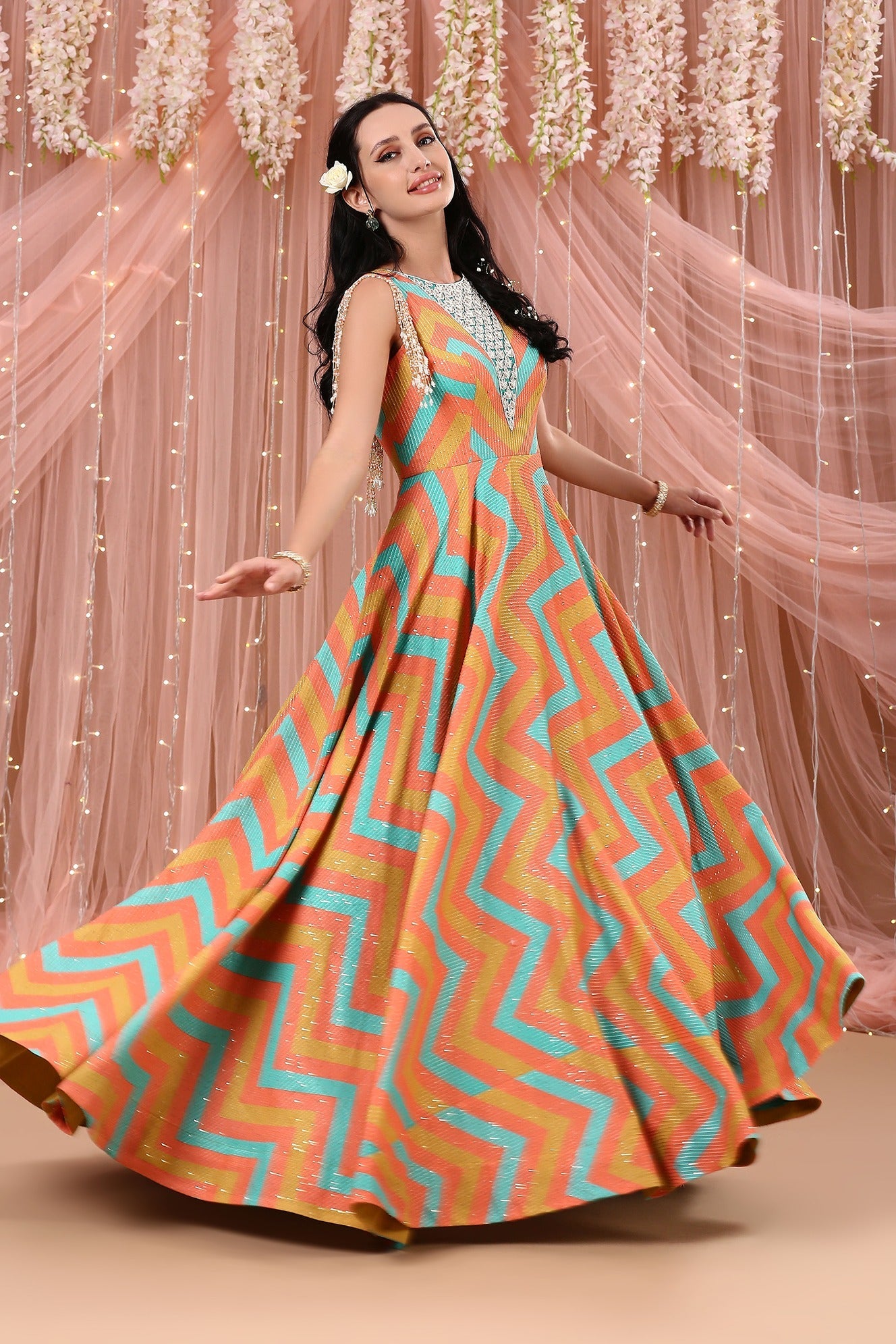 Chevron Sequin Anarkali