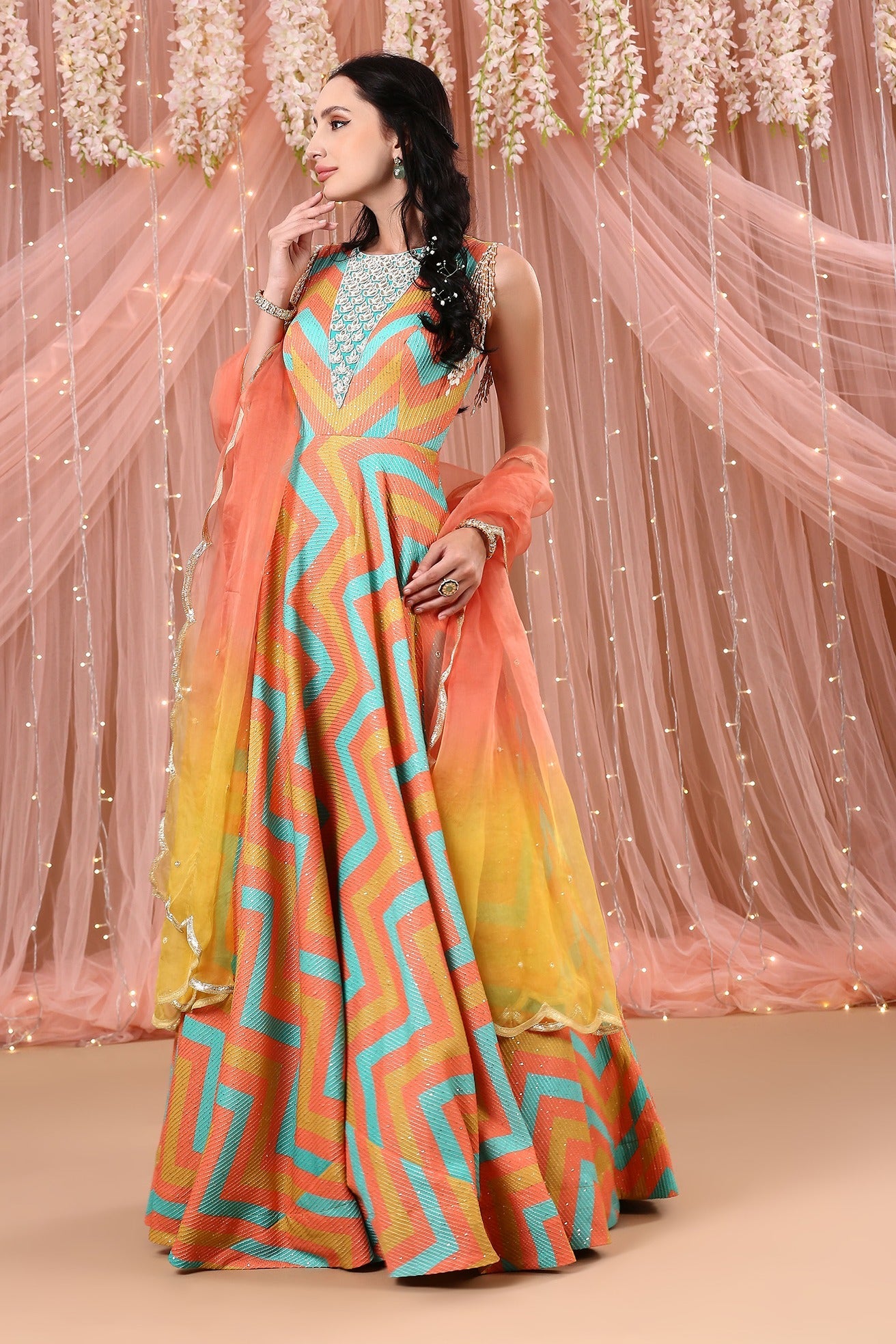 Chevron Sequin Anarkali