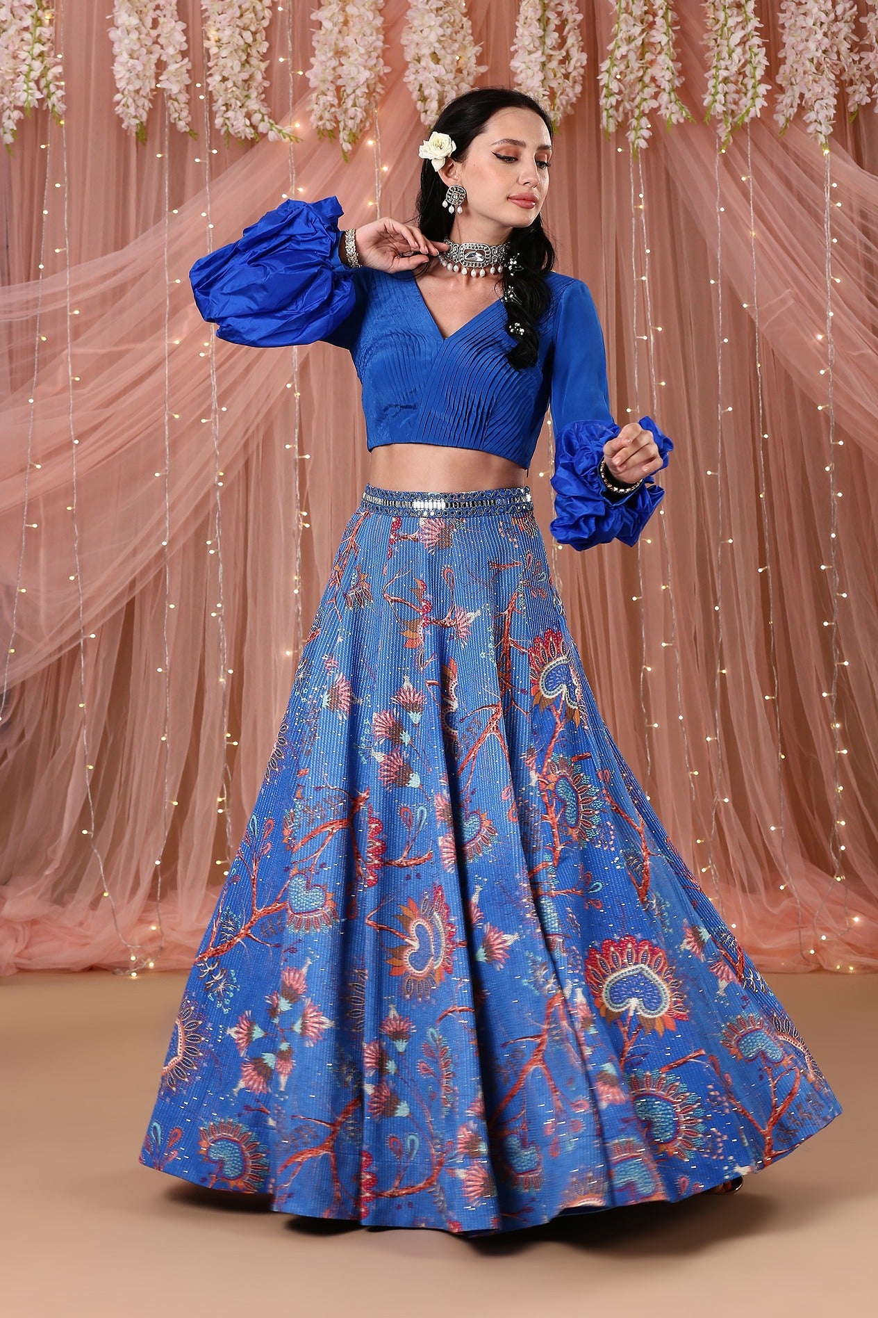 Cobalt Blue Victorian Lehenga