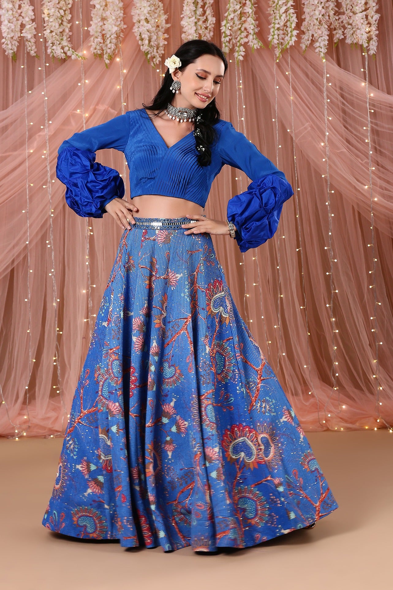 Cobalt Blue Victorian Lehenga