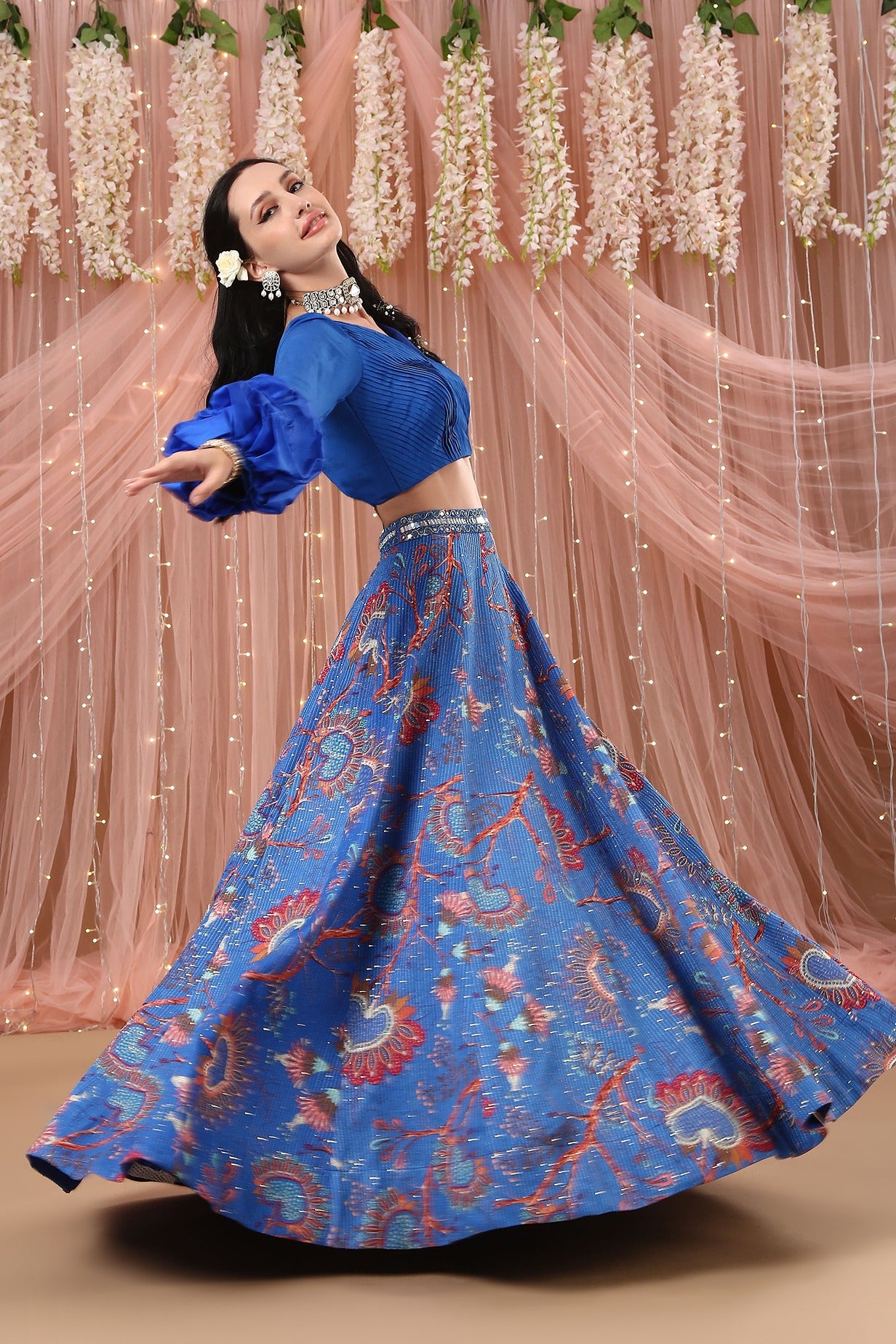 Cobalt Blue Victorian Lehenga