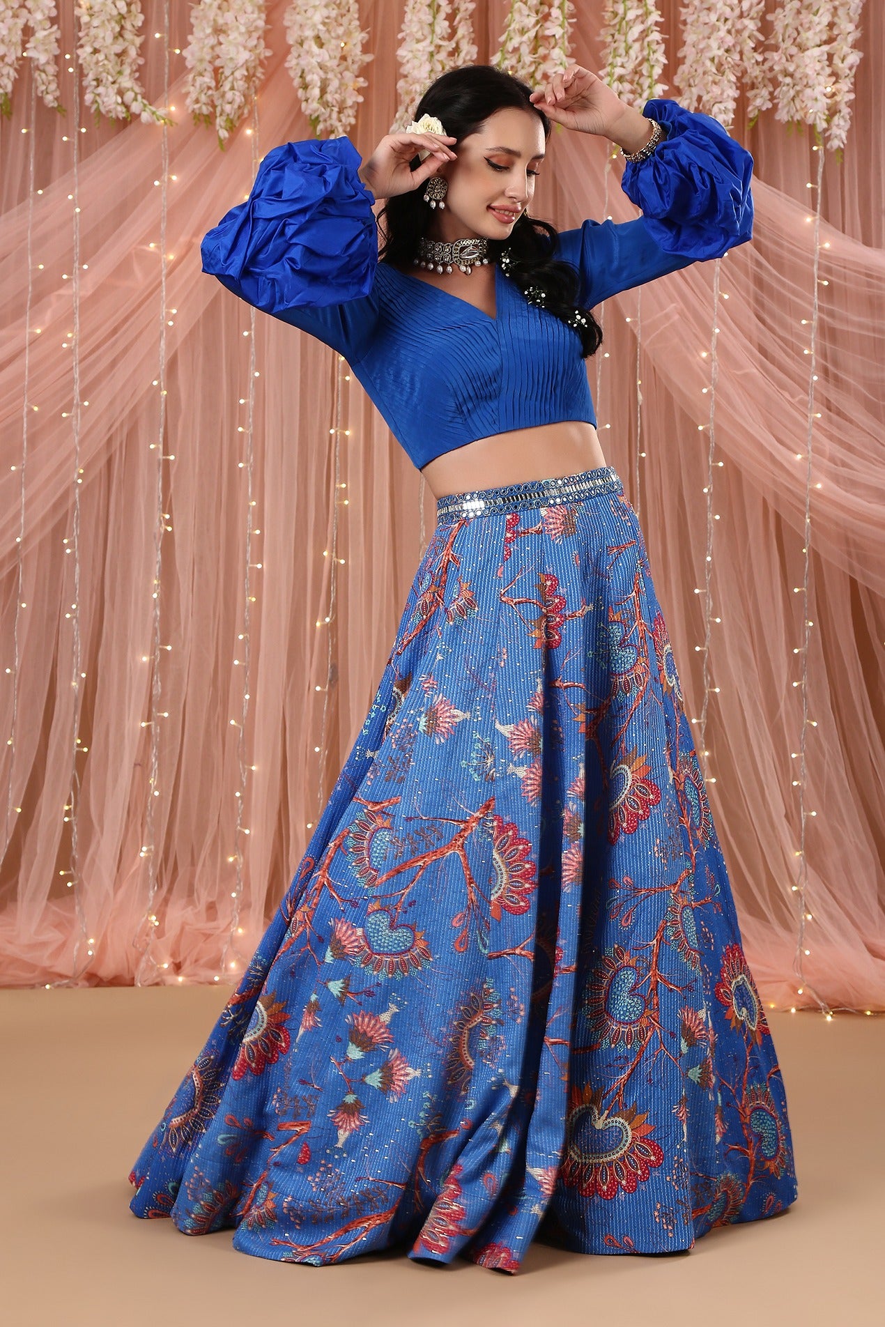 Cobalt Blue Victorian Lehenga