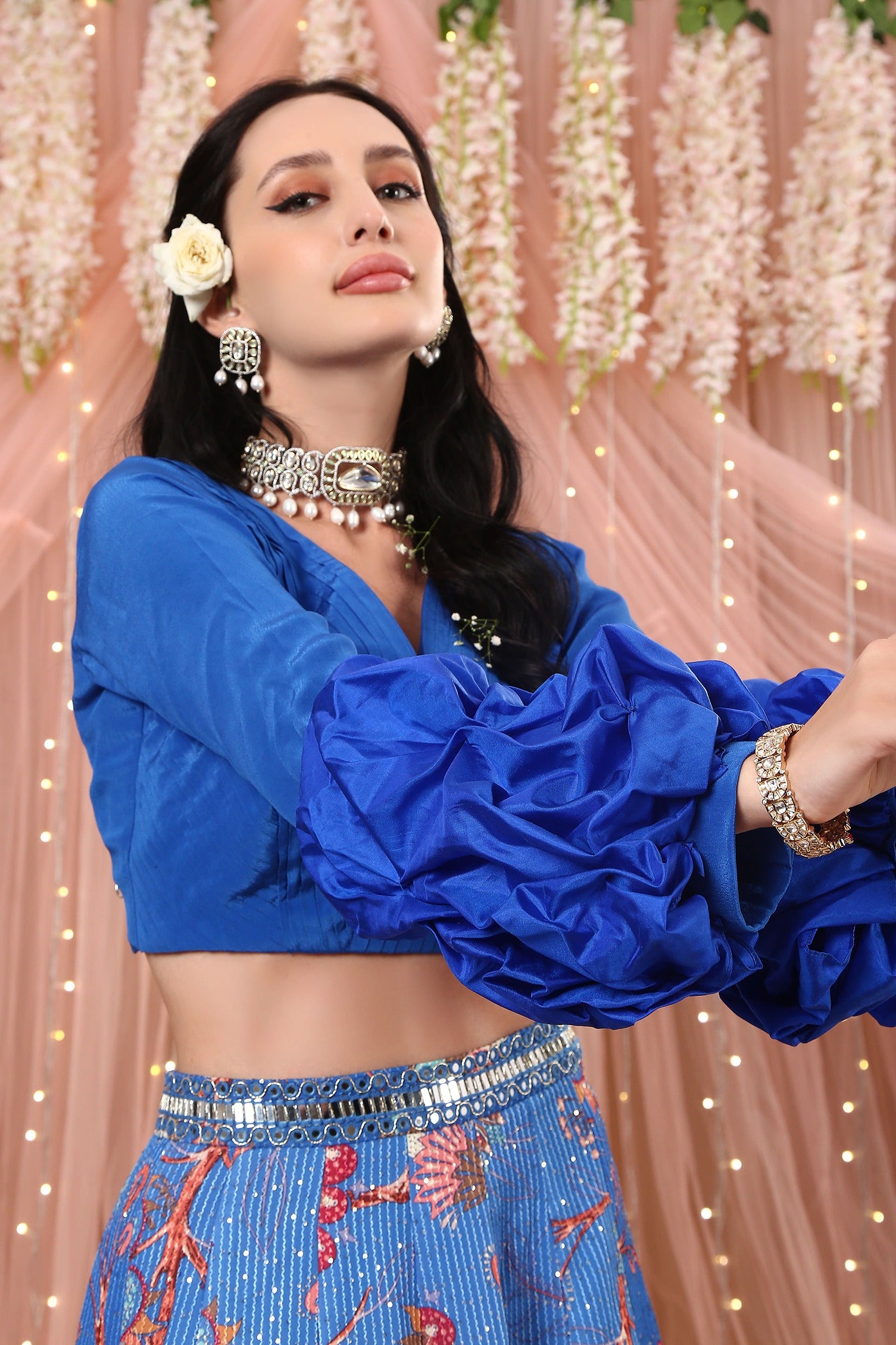 Cobalt Blue Victorian Lehenga