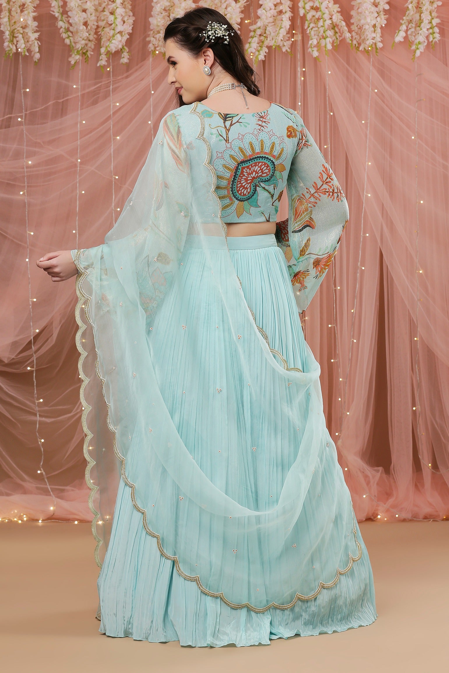 Aqua Angel Sleeves Lehenga