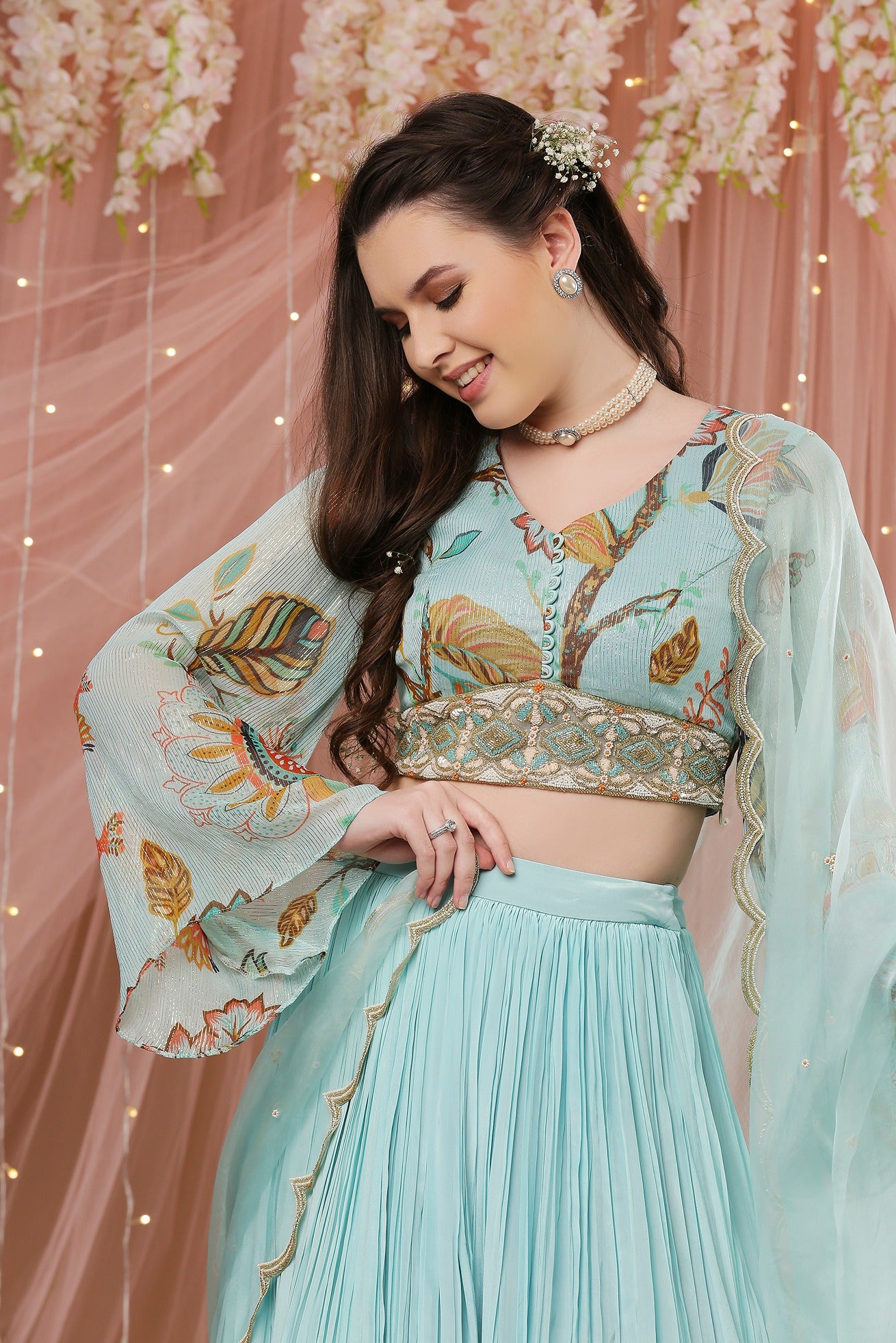 Aqua Angel Sleeves Lehenga