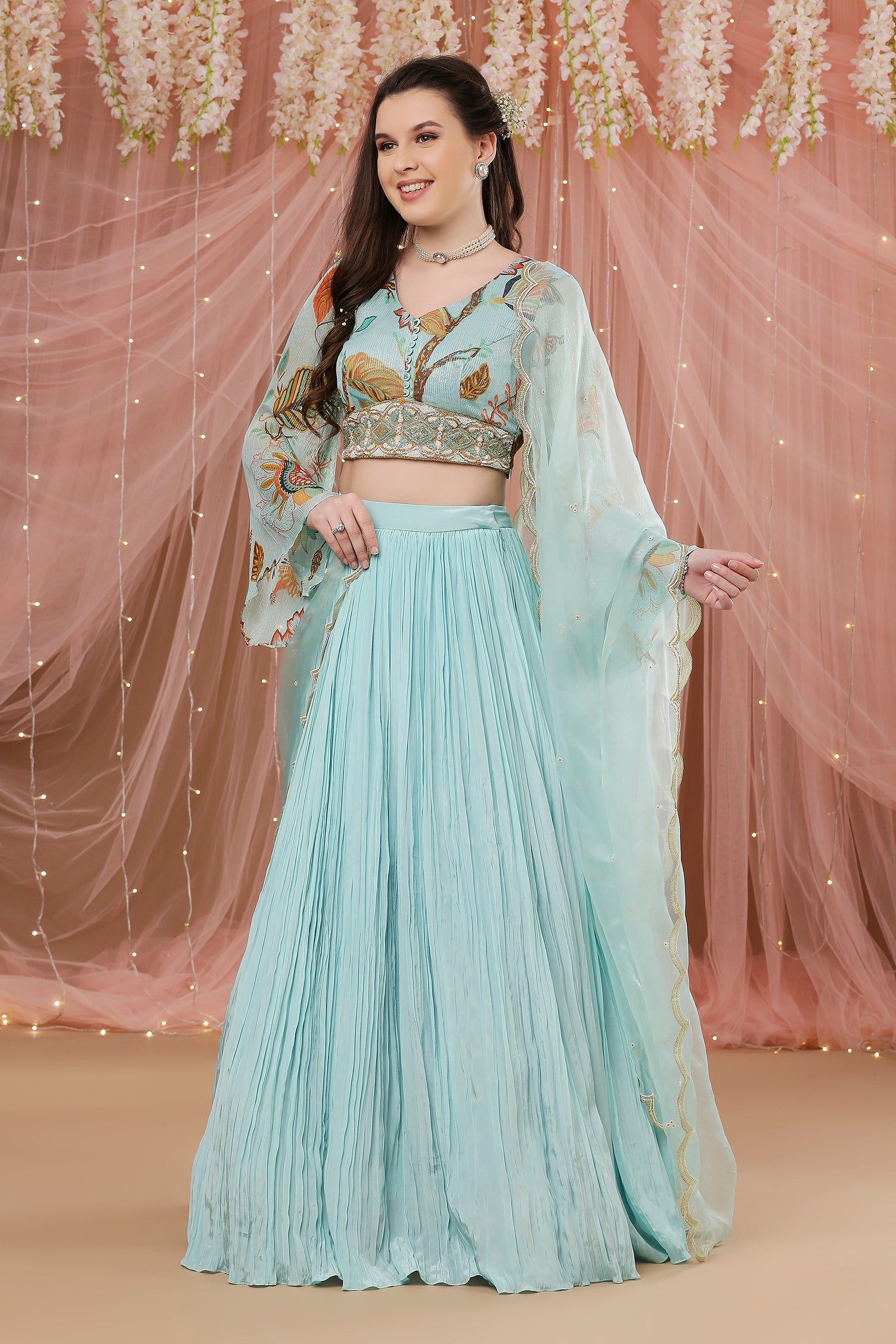 Aqua Angel Sleeves Lehenga