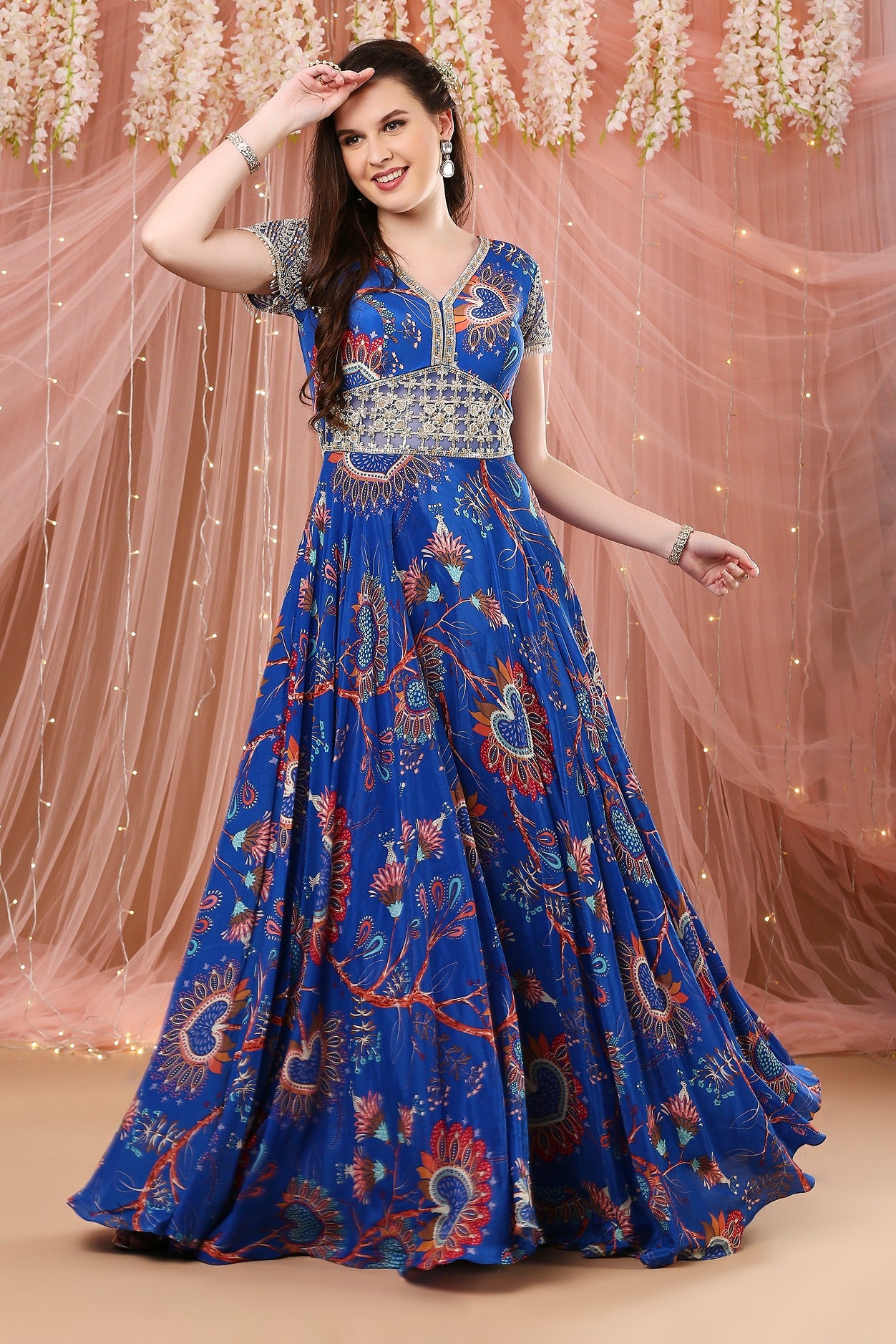 Cobalt blue anarkali