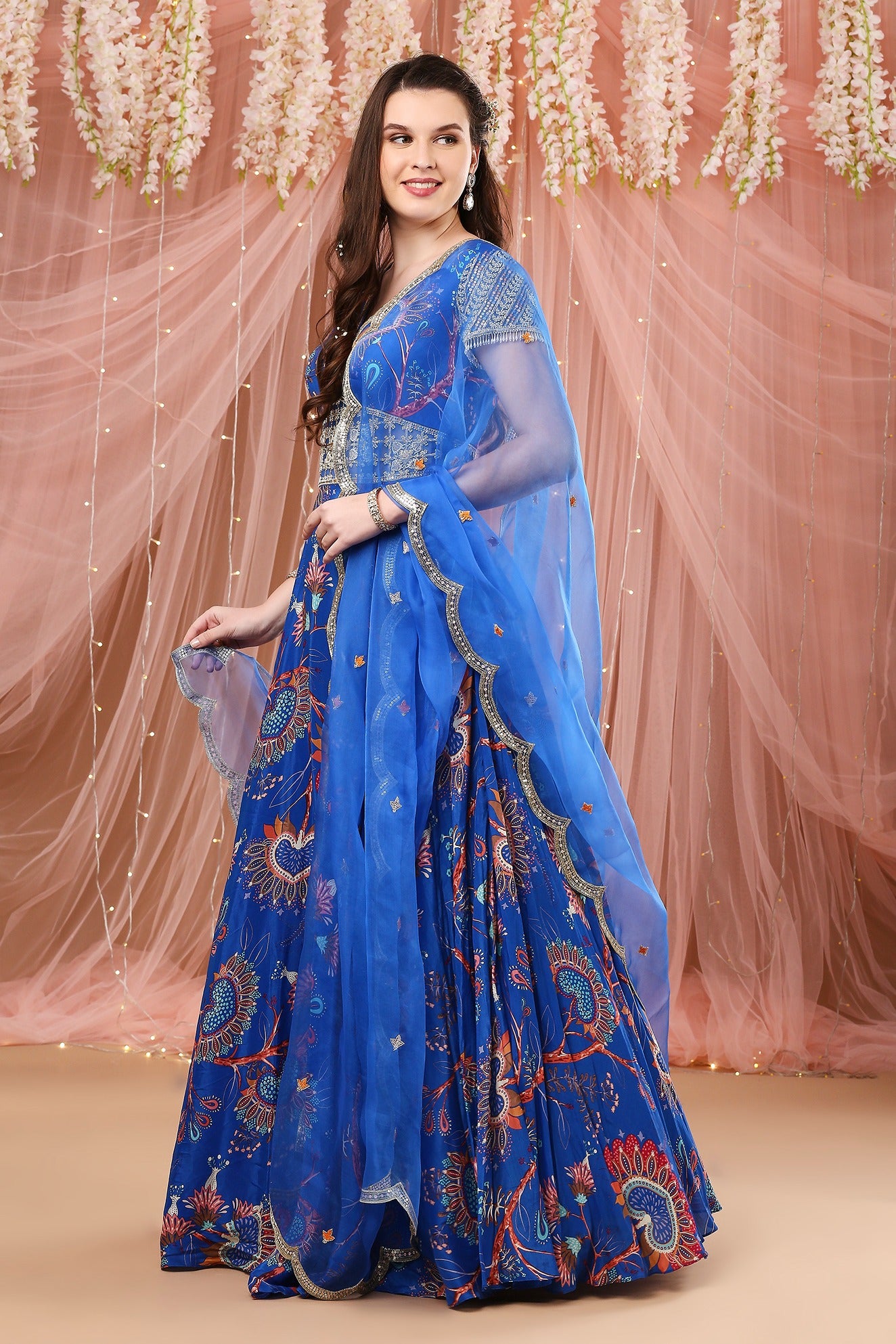 Cobalt blue anarkali