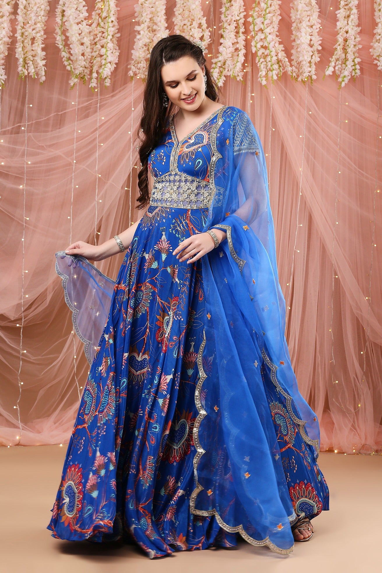 Cobalt blue anarkali