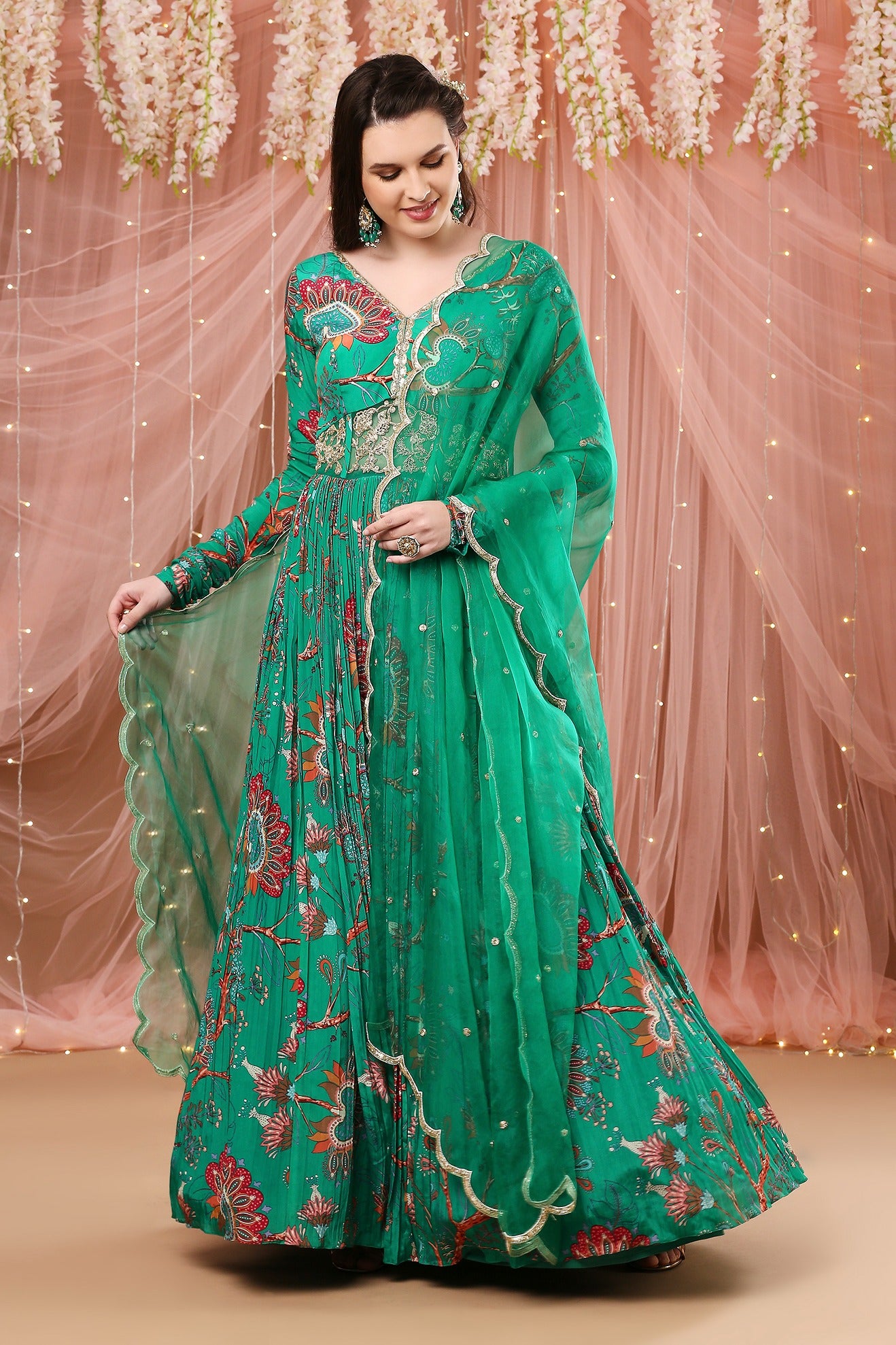 Jade Green Full sleeves Anarkali