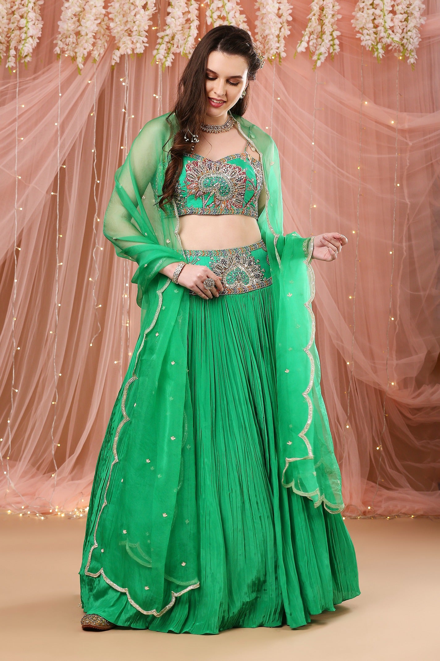 Jade Green Bustier lehenga