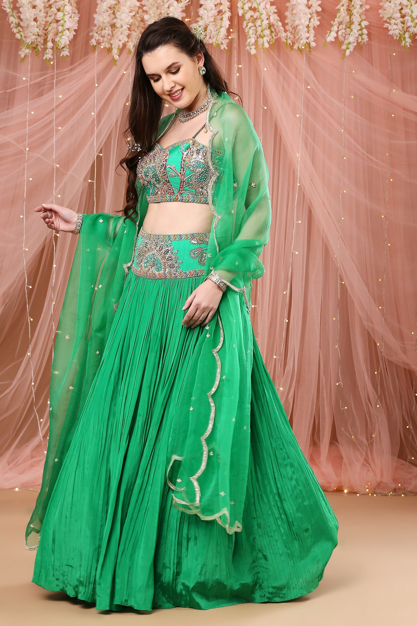 Jade Green Bustier lehenga