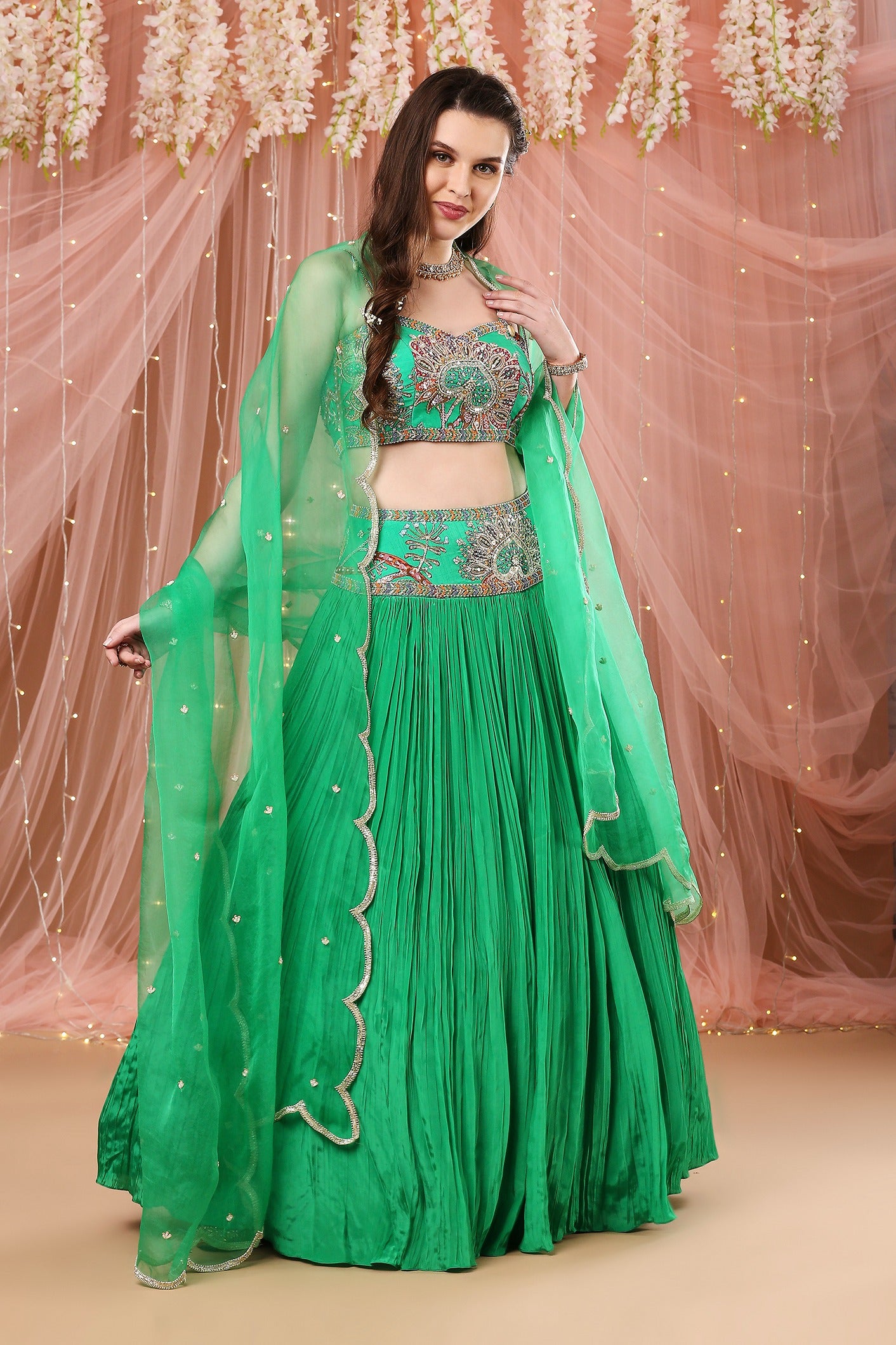 Jade Green Bustier lehenga