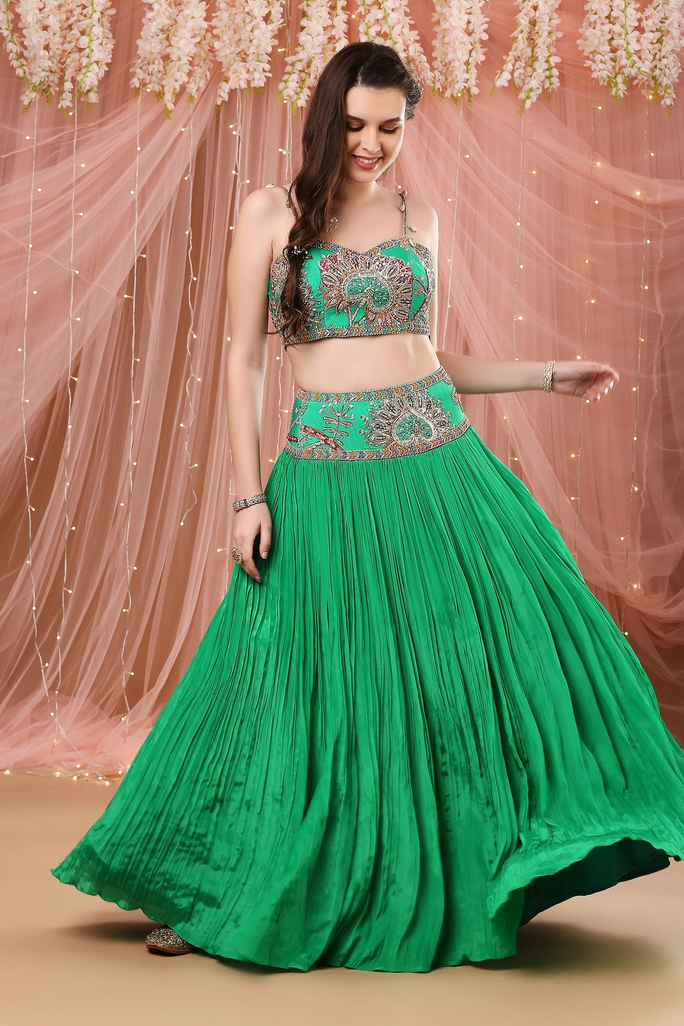 Jade Green Bustier lehenga