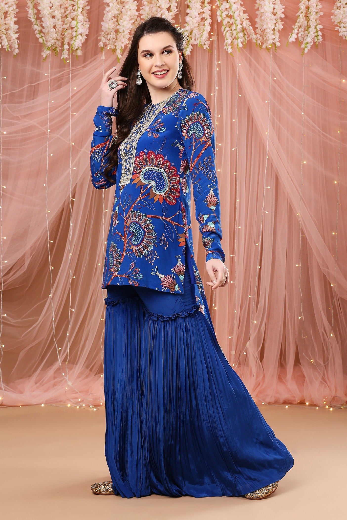 Cobalt blue high low gharara