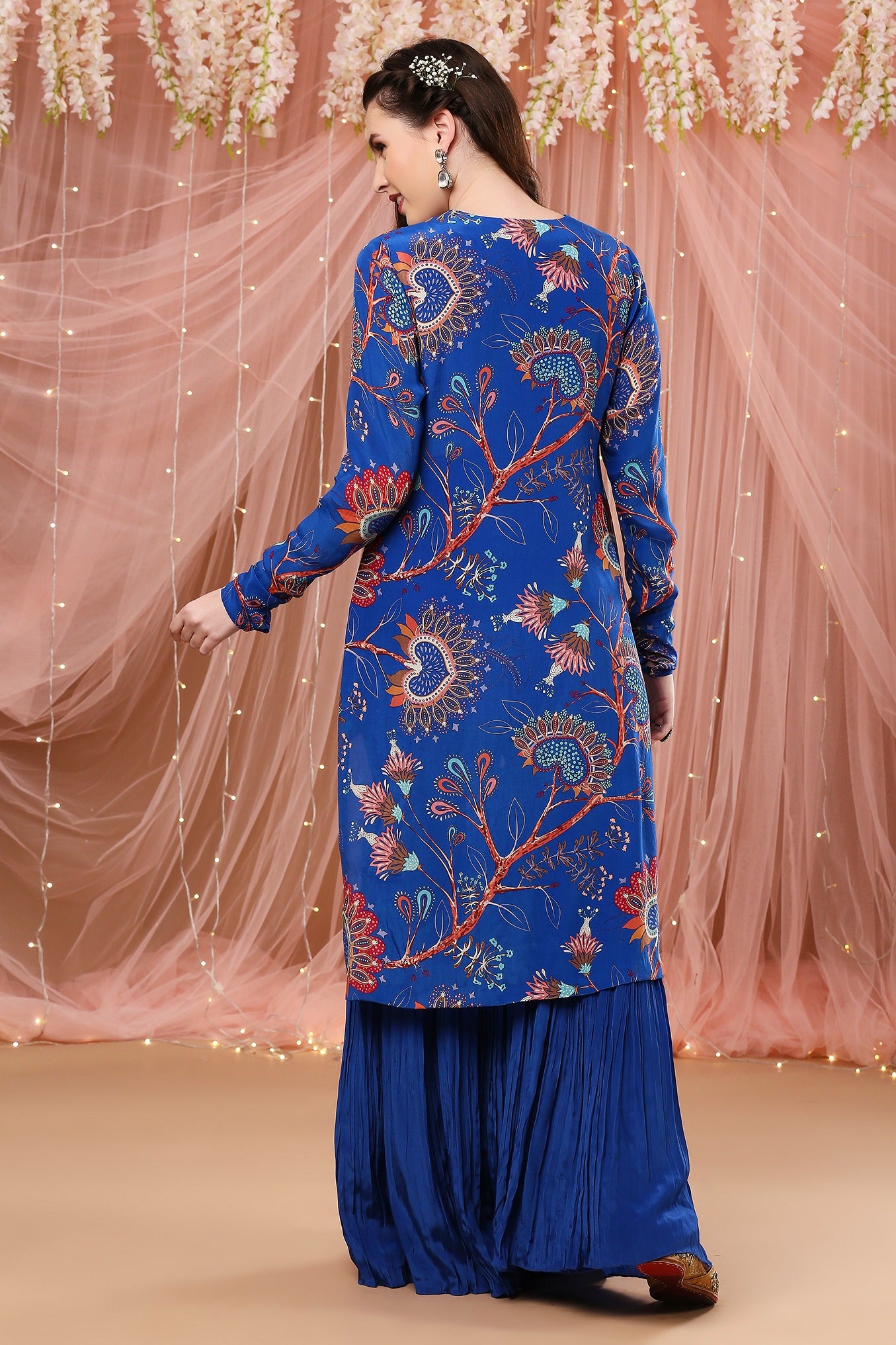 Cobalt blue high low gharara