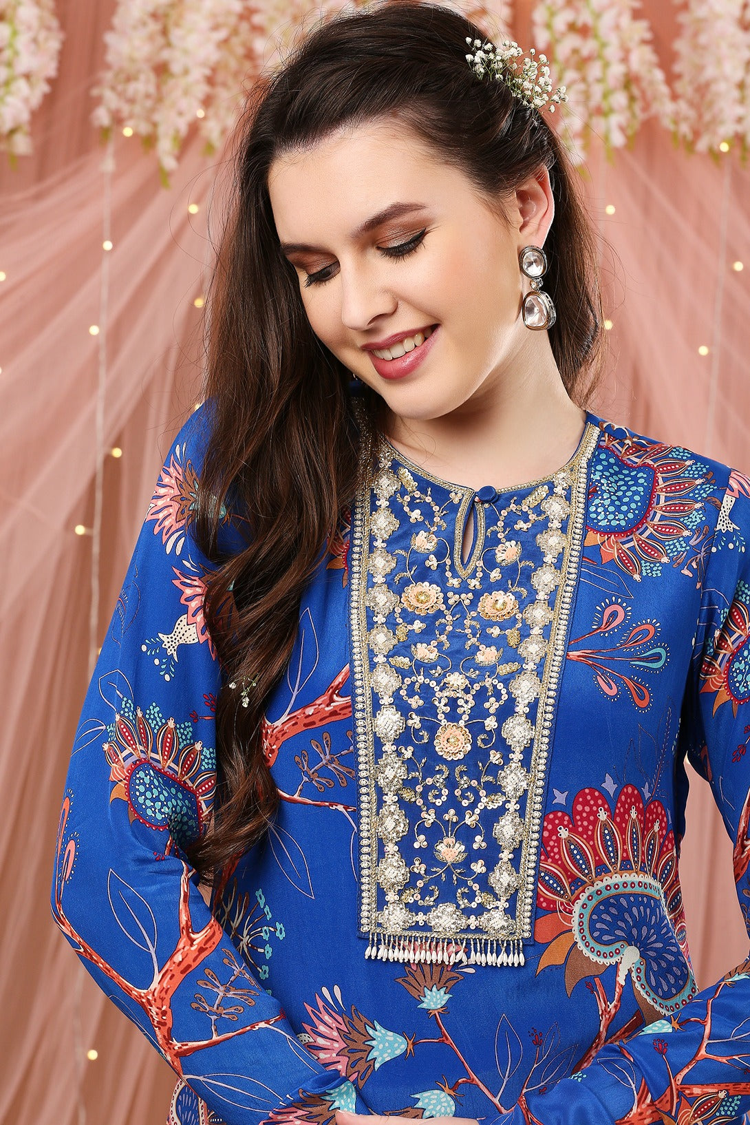 Cobalt blue high low gharara