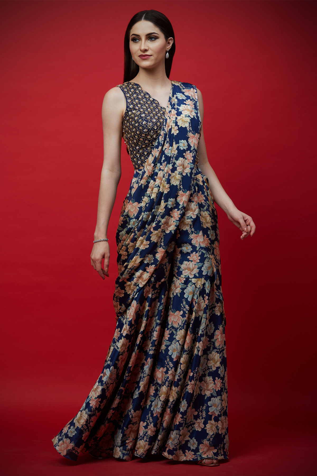 Indigo Gharara Saree