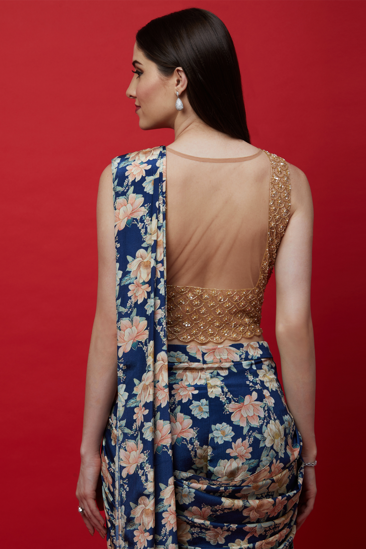 Indigo Gharara Saree