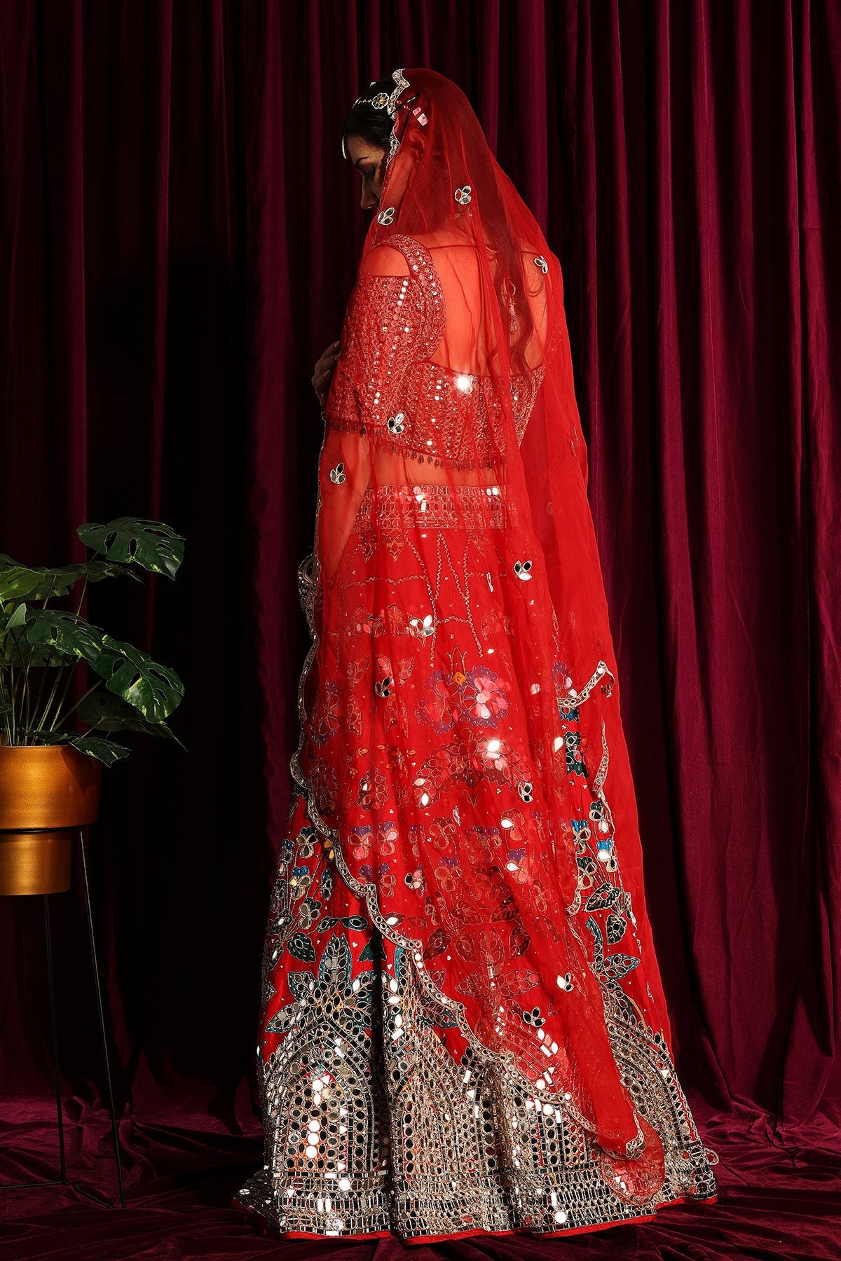 Red Heavy Embroidered Lehenga Blouse With A Dupatta