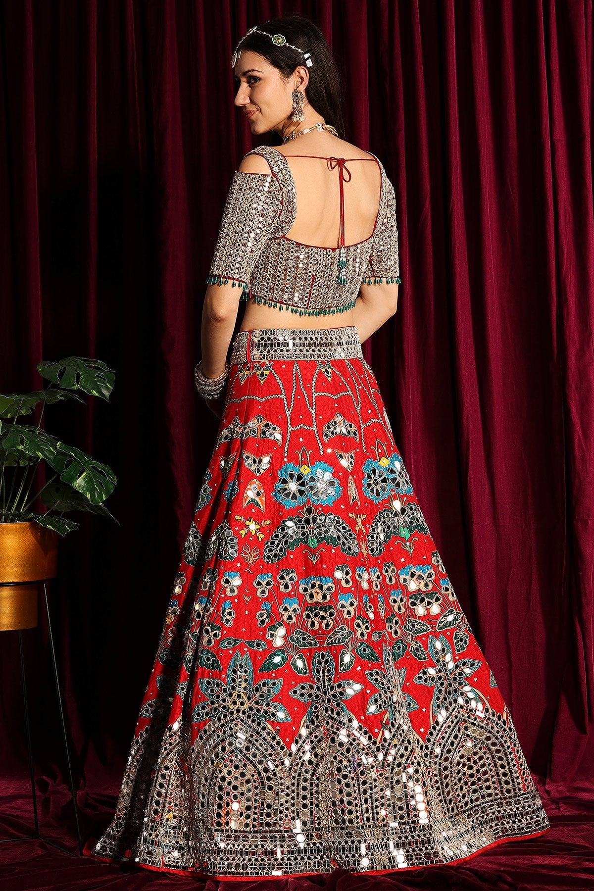 Red Heavy Embroidered Lehenga Blouse With A Dupatta