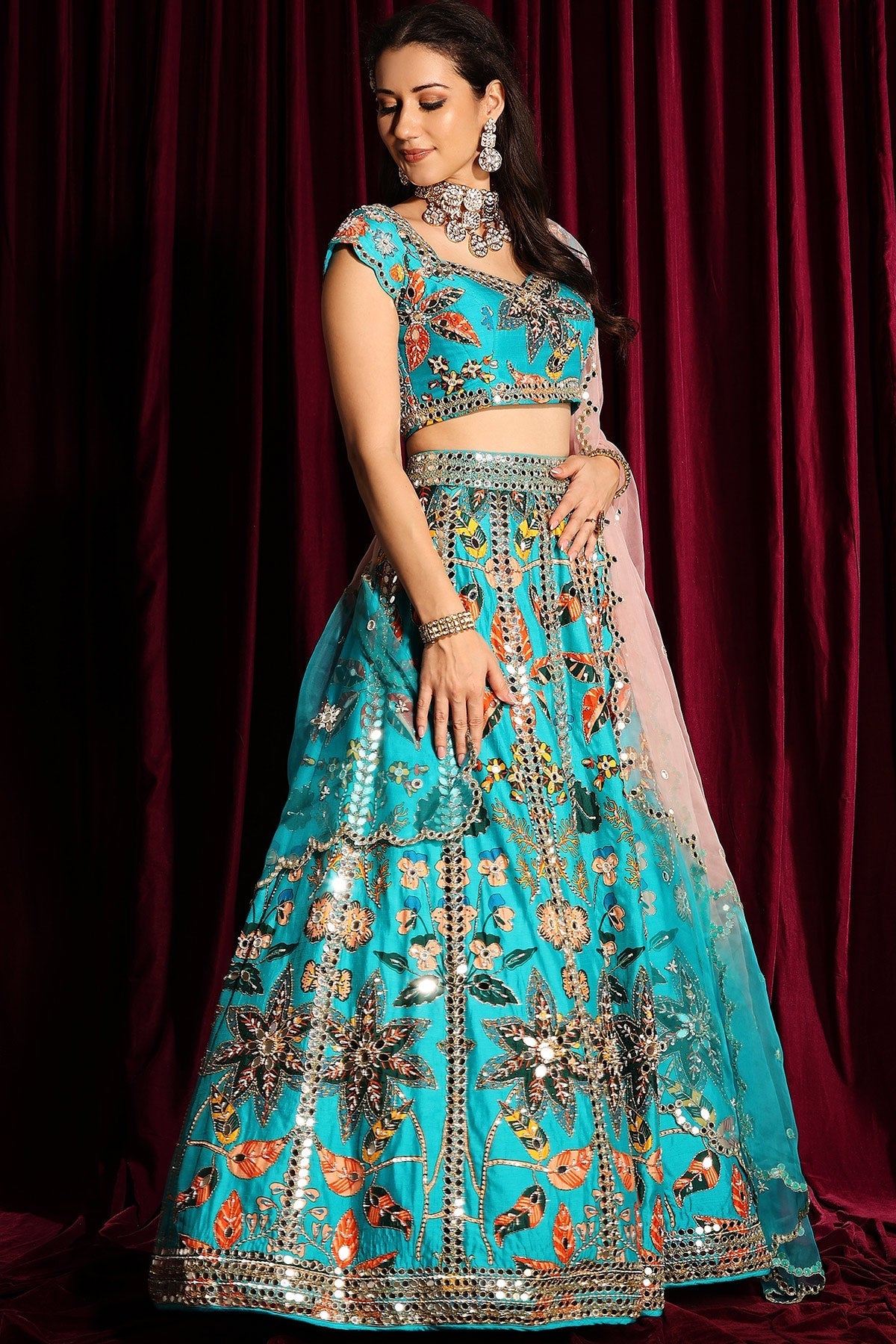 Turquoise Shalimar Lehenga