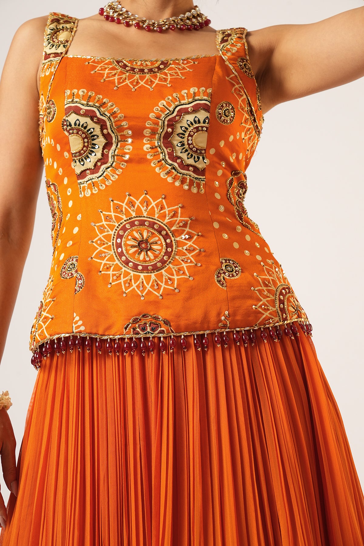 ORANGE GOLAKAARI LEHENGA