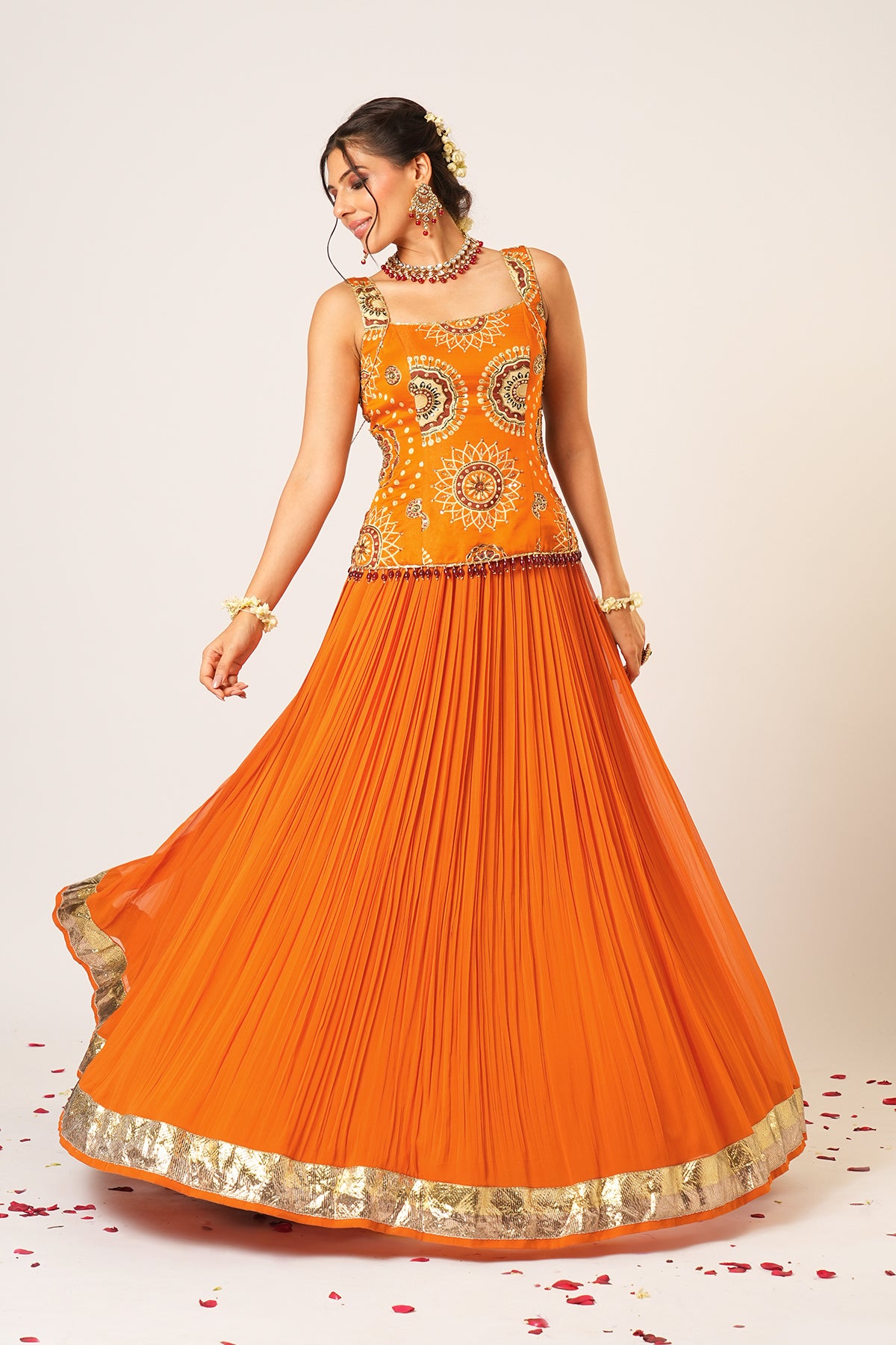 ORANGE GOLAKAARI LEHENGA