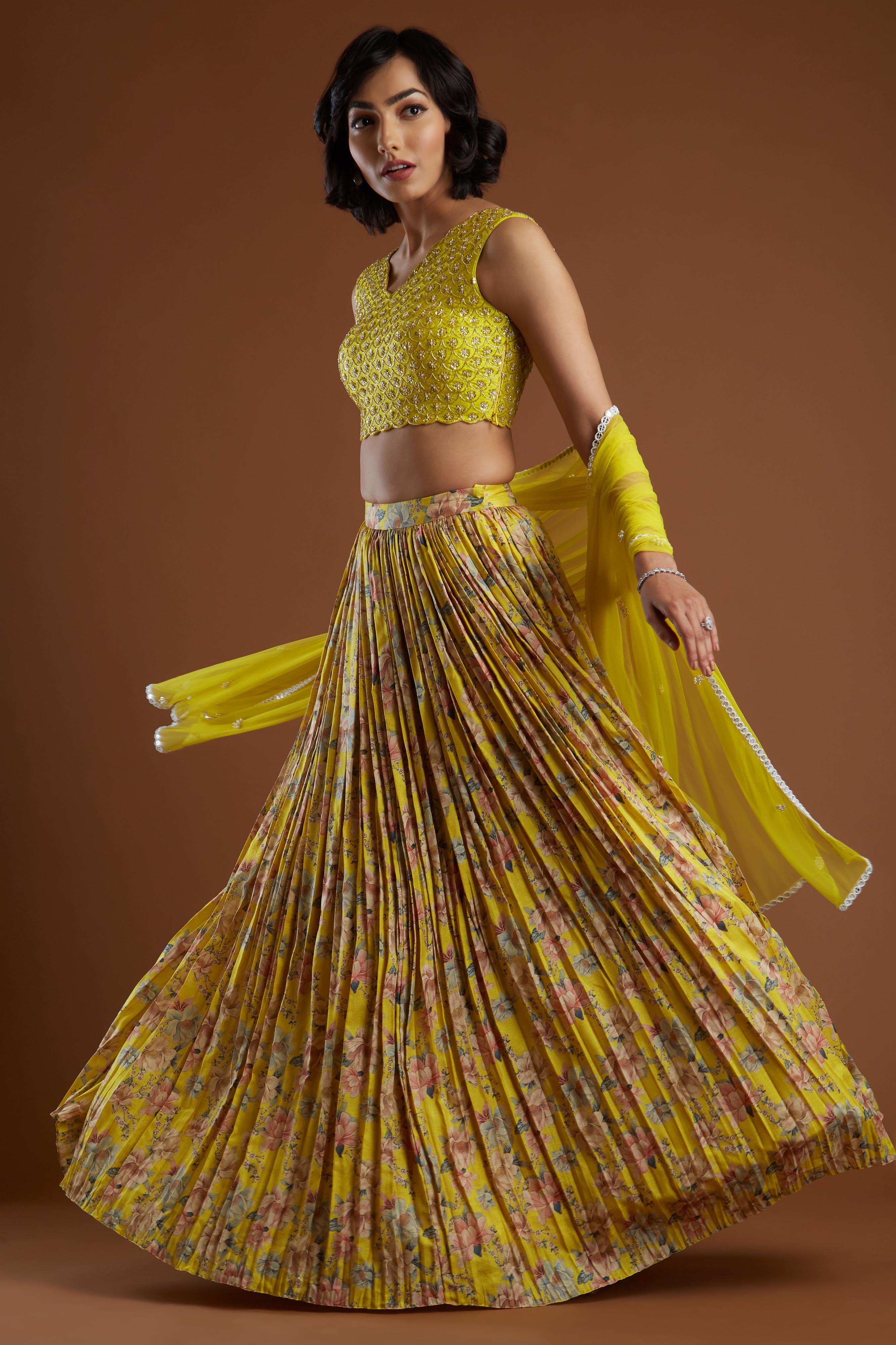 Yellow Scallop Blouse Lehenga