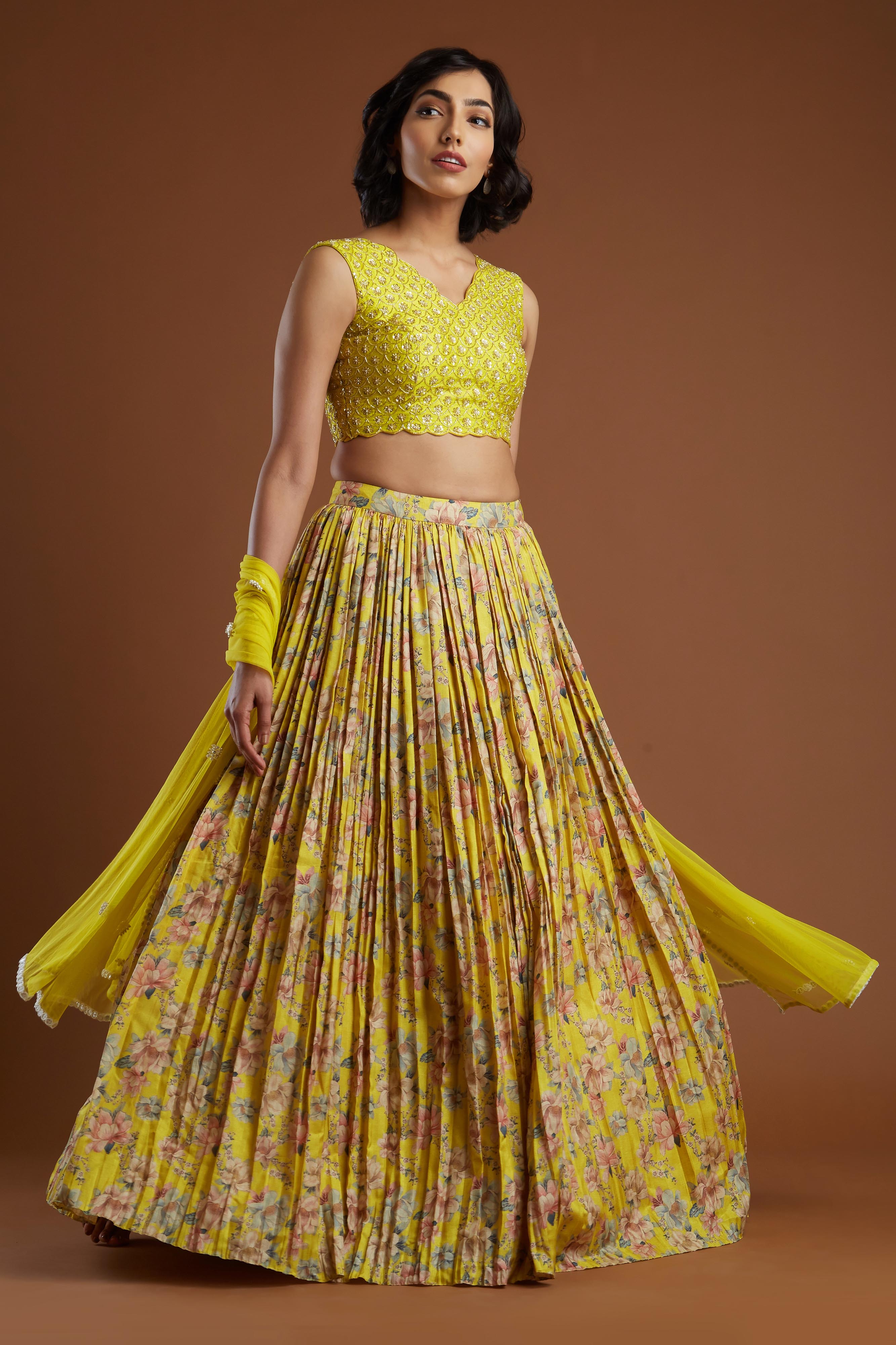 Yellow Scallop Blouse Lehenga