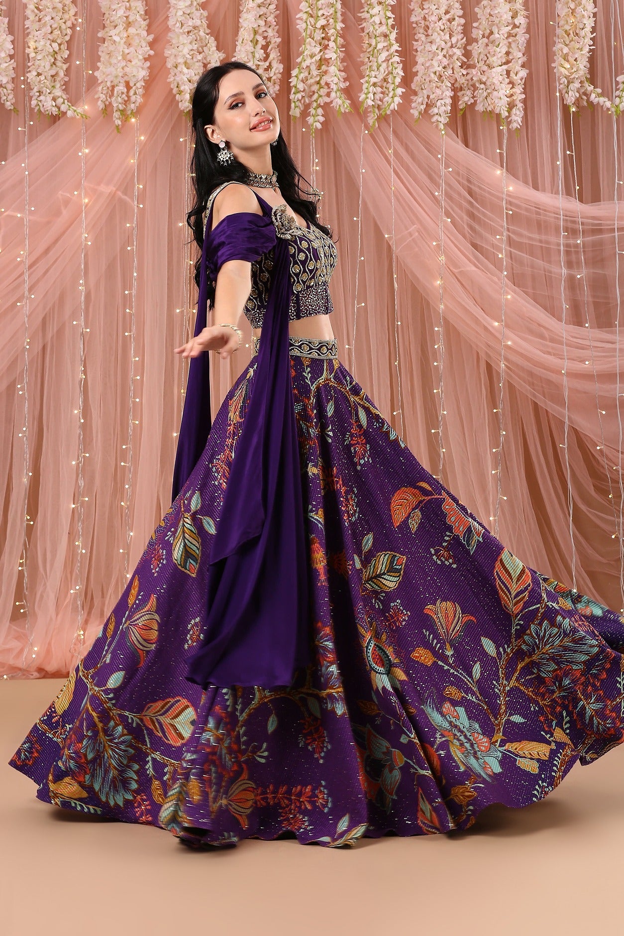 Purple Corset Lehenga