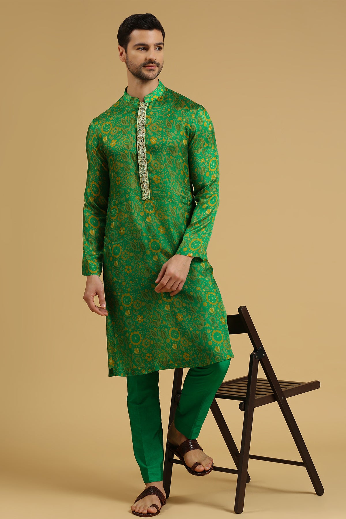 JADE GREEN PRINTED KURTA SET