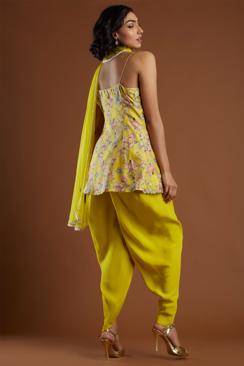 Yellow Tulip Dhoti Set – Aayushi Maniar