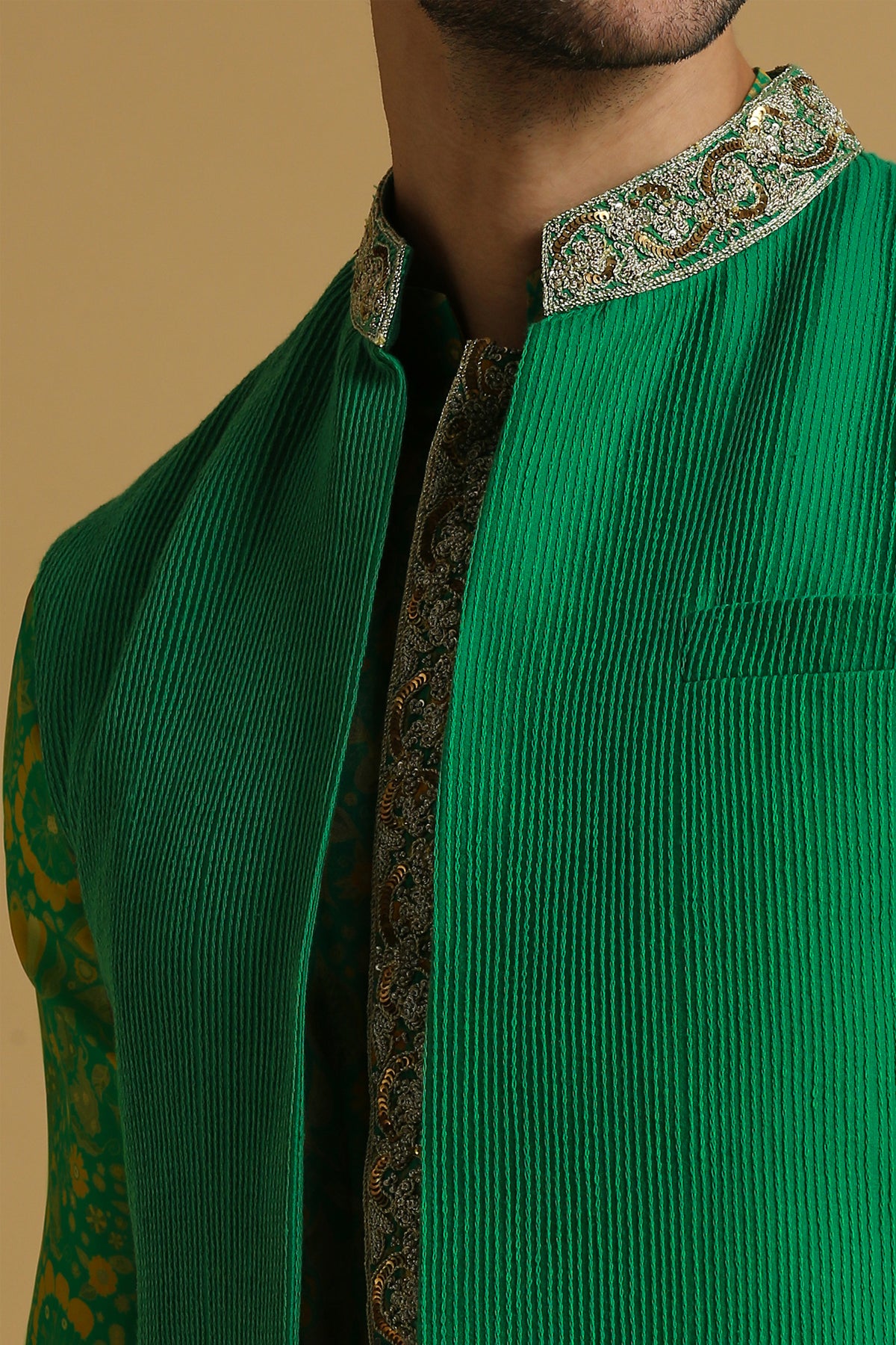 JADE GREEN PRINTED 3 pc KURTA SET