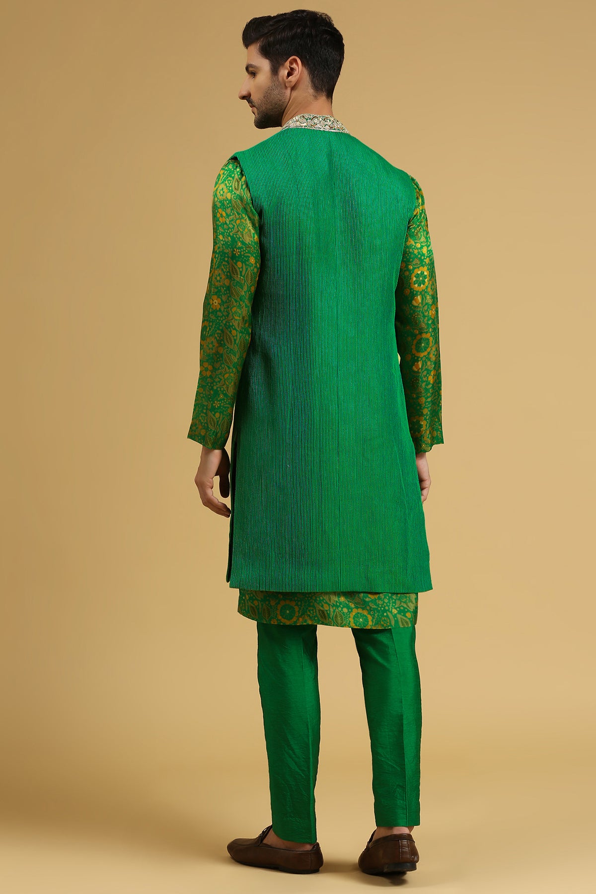 JADE GREEN PRINTED 3 pc KURTA SET