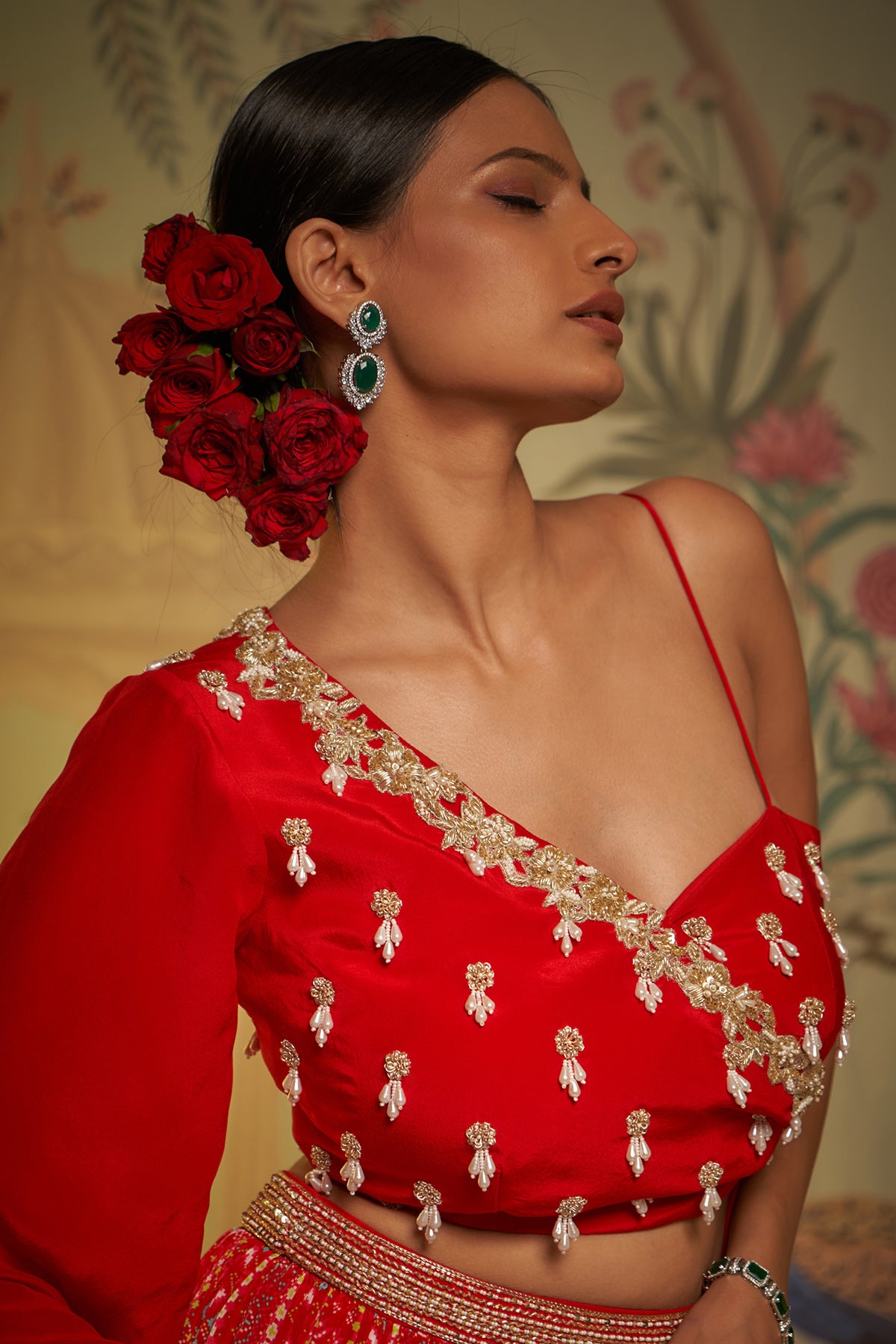 Scarlet Patola One Shoulder Drape Lehenga