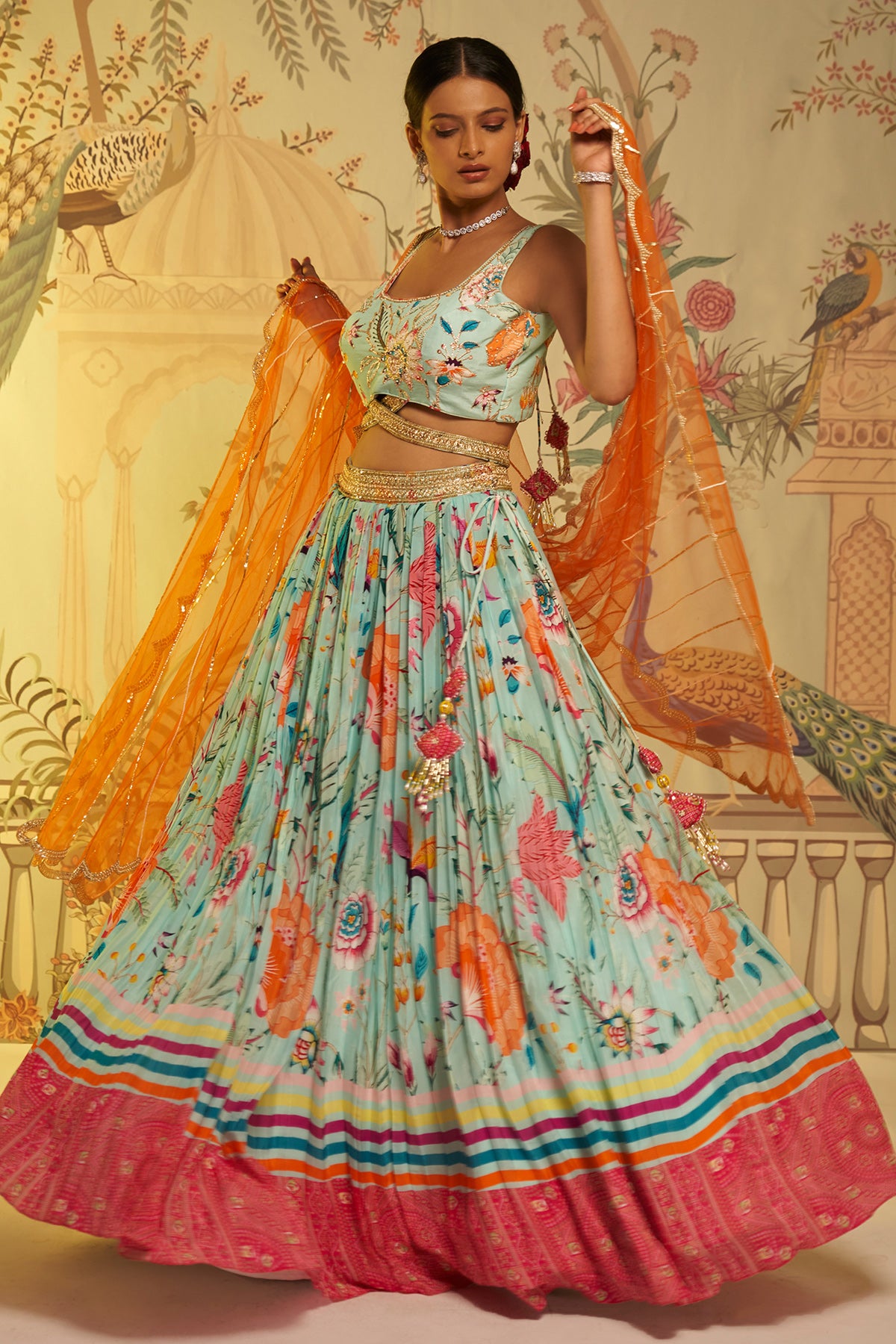 Aqua  Criss Crosss Strap Blouse Lehenga