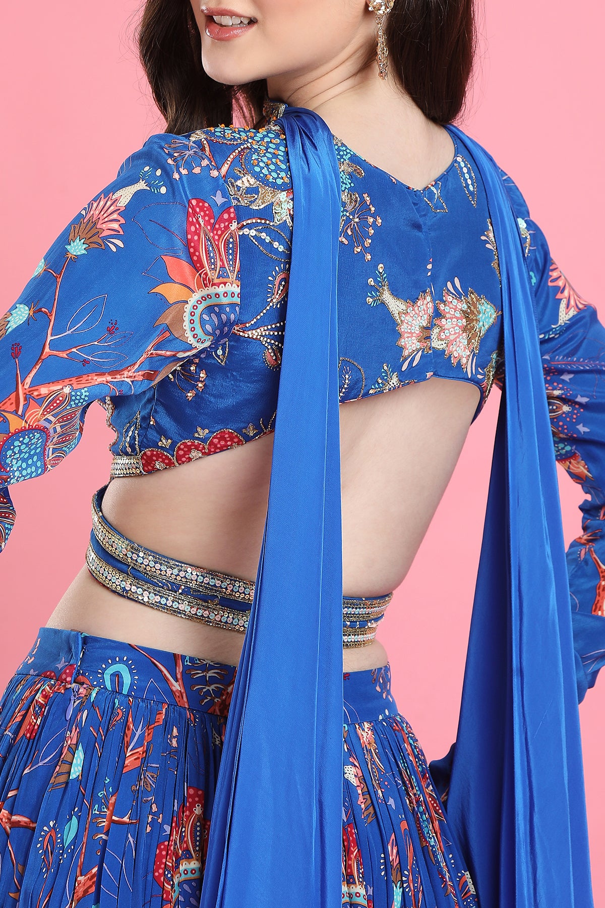 Blue Overlap Lehenga