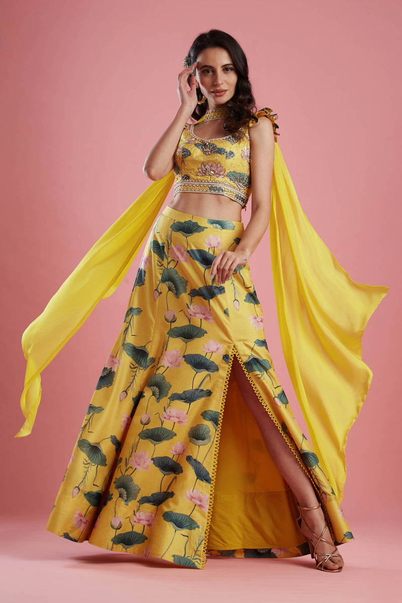 Buy PHATAKAA Neela Slit Lehenga online