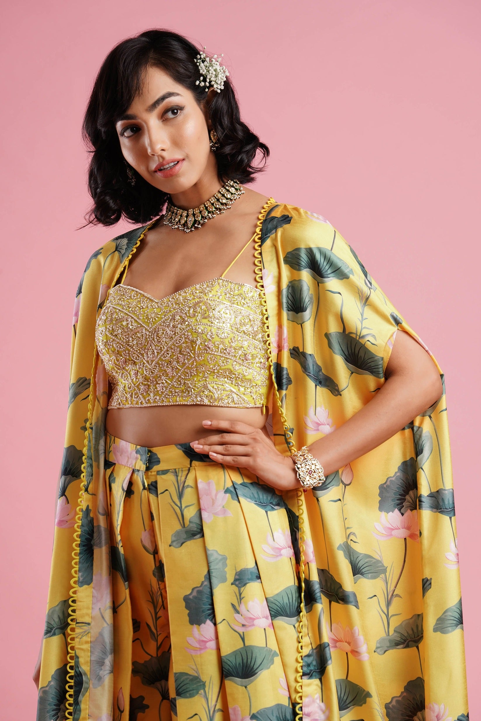 Printed Cape with Palazzo set