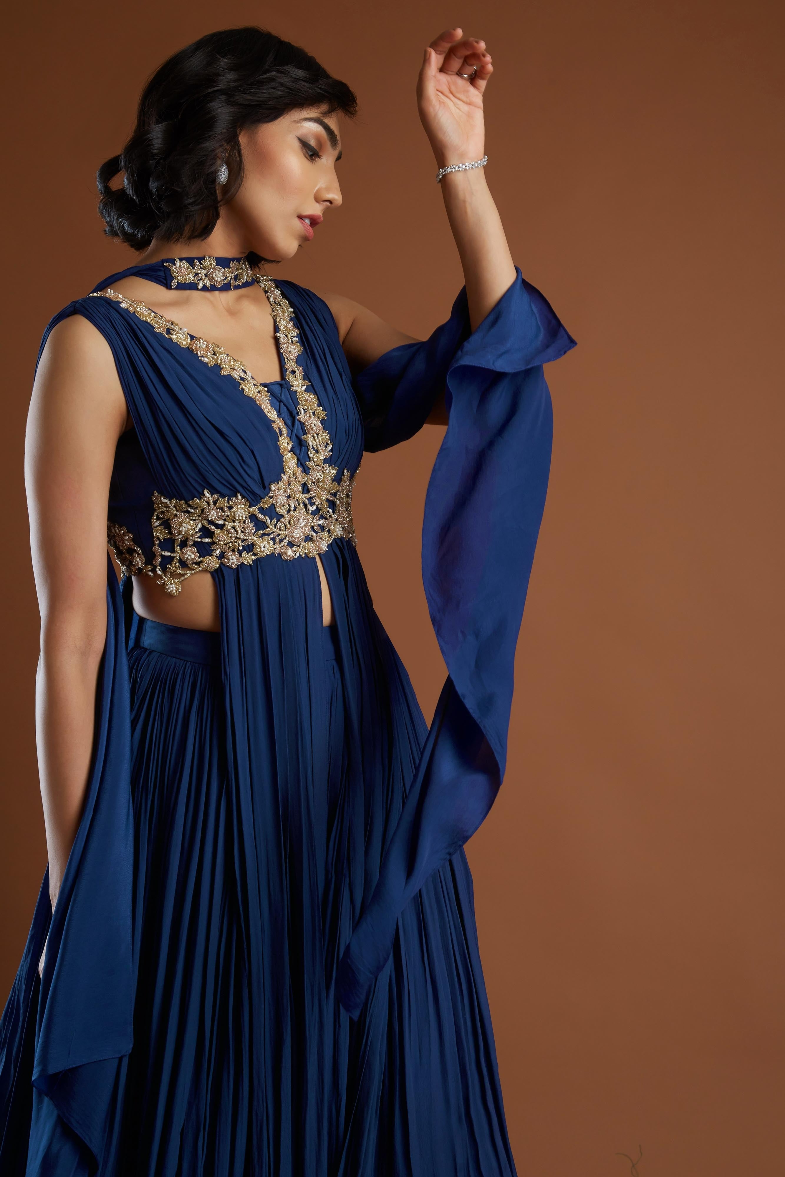 Indigo Anarkali Lehenga