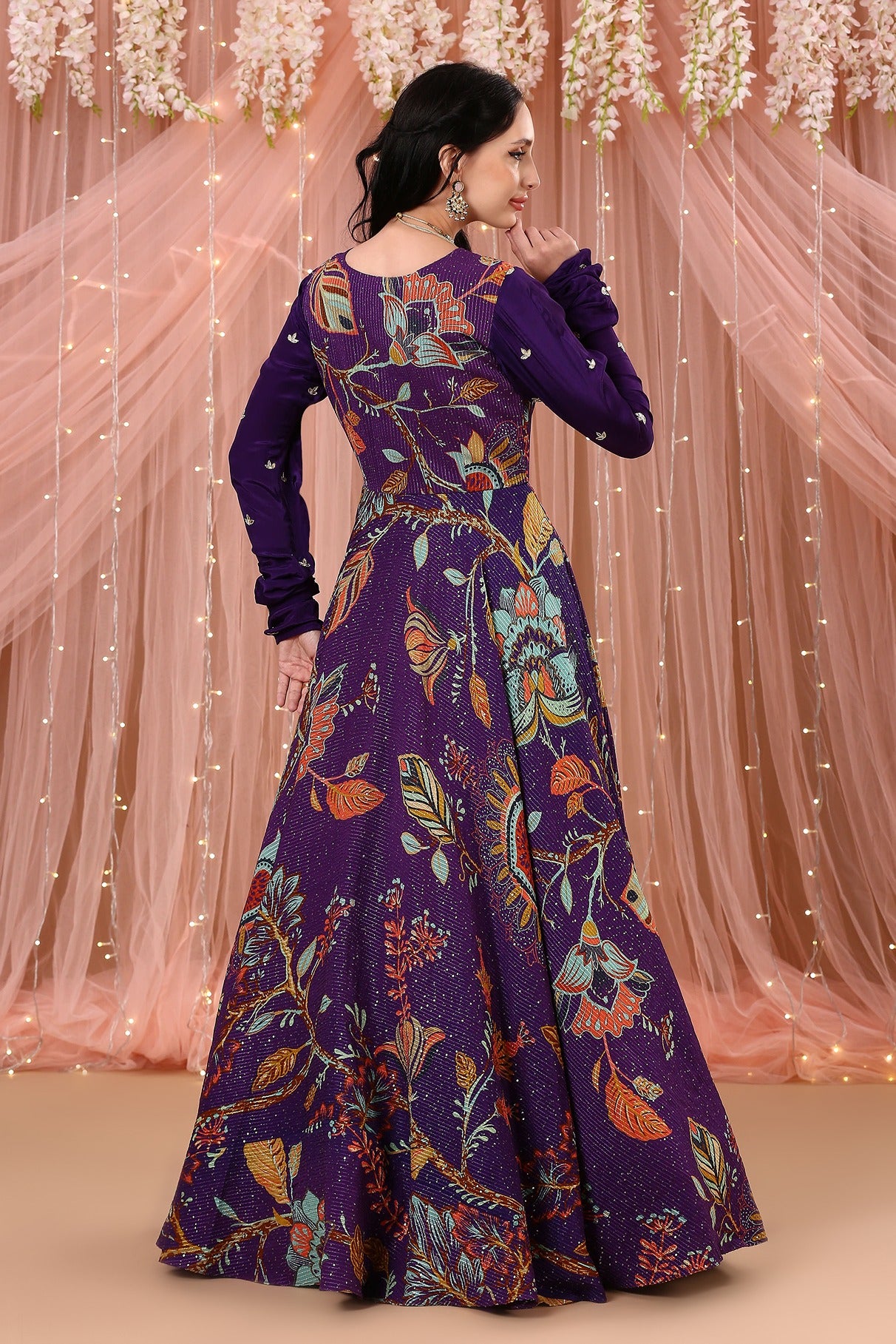 Purple Anarkali with Belt And A Dupatta