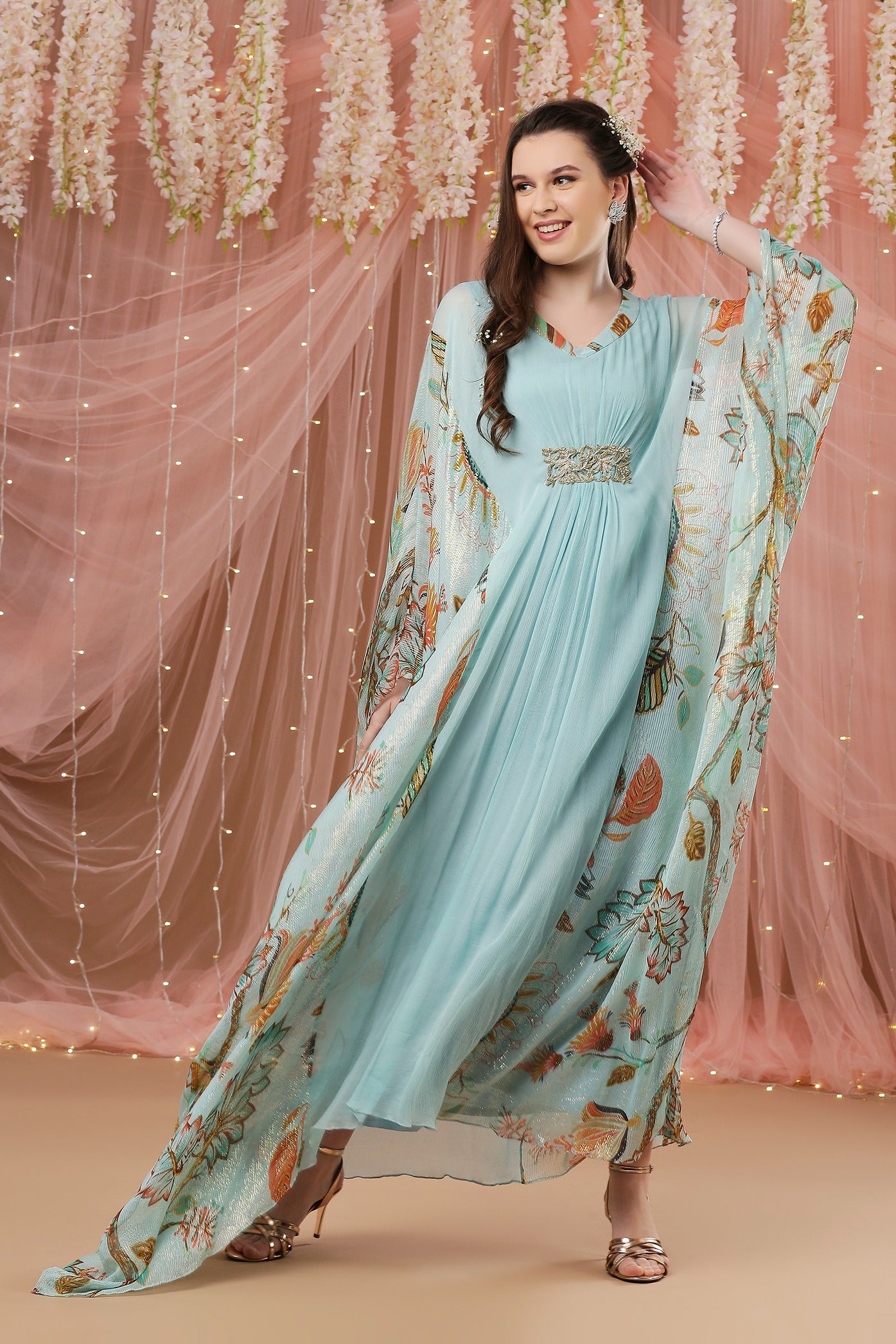 Aqua Lurex Kaftan