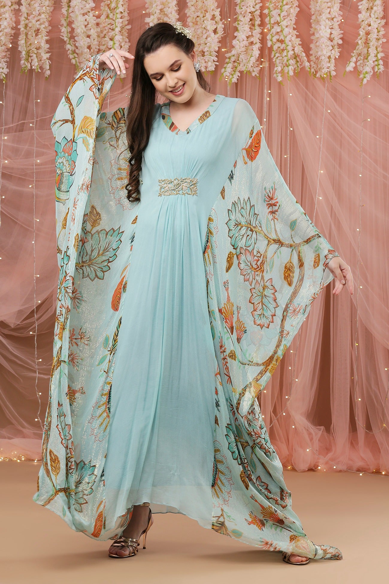 Aqua Lurex Kaftan